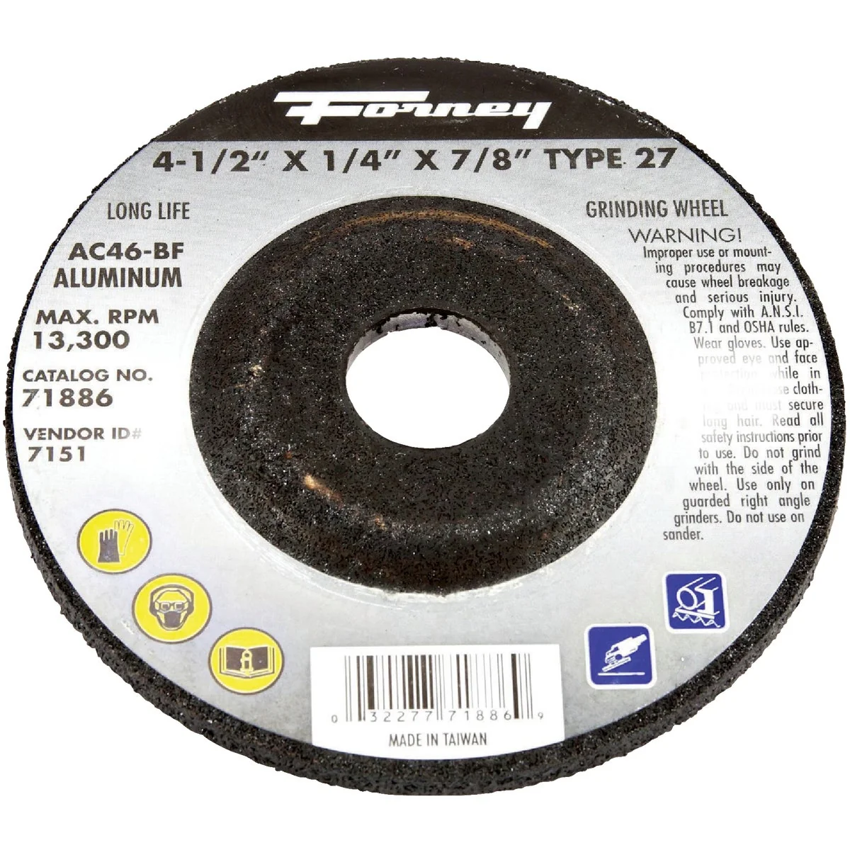 Long-Lasting Forney Type 27 4-1 2 In. x 1 4 In. x 7 8 In. Aluminum Grinding Cut-Off Wheel Carefully Designed