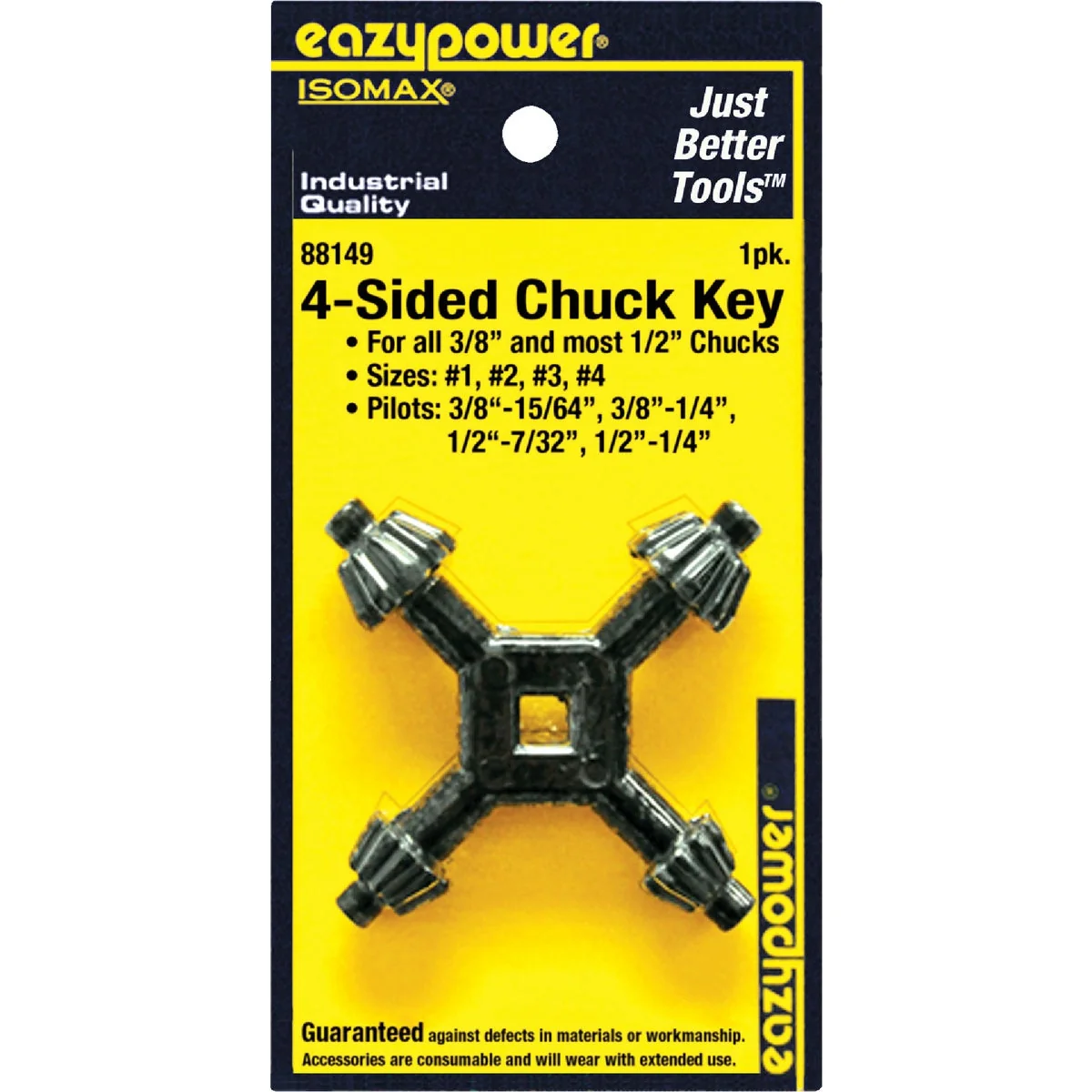Fast Eazypower 3 8 In. and 1 2 In. 4-Sided Chuck Key with 15 64 In. 1 4 In. 17 64 In. Pilots Refined