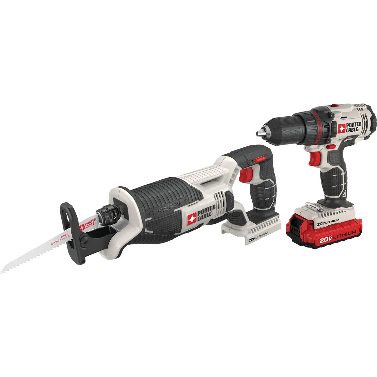 Classic Porter Cable 2-Tool 20V Max Lithium-Ion Drill Driver Reciprocating Saw Cordless Tool Combo Kit Excellent