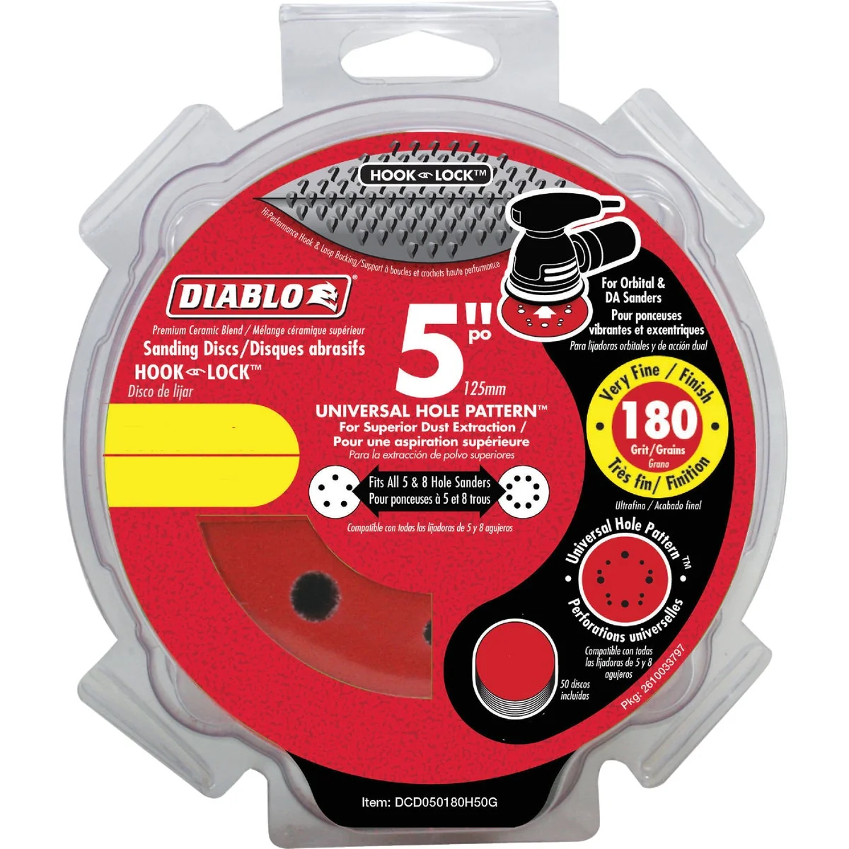 Carefully Designed Diablo 5 In. 180-Grit Universal 5-Hole Hook and Lock Vented Sanding Disc 4-Pack Elegant