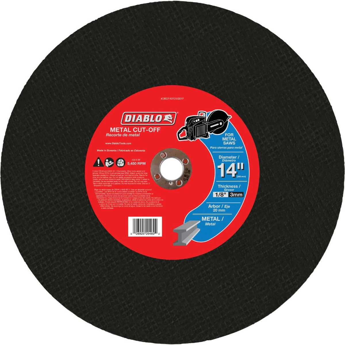Proven Diablo Type 1 14 In. x 1 8 In. x 20 mm Metal Cut-Off Wheel Certified