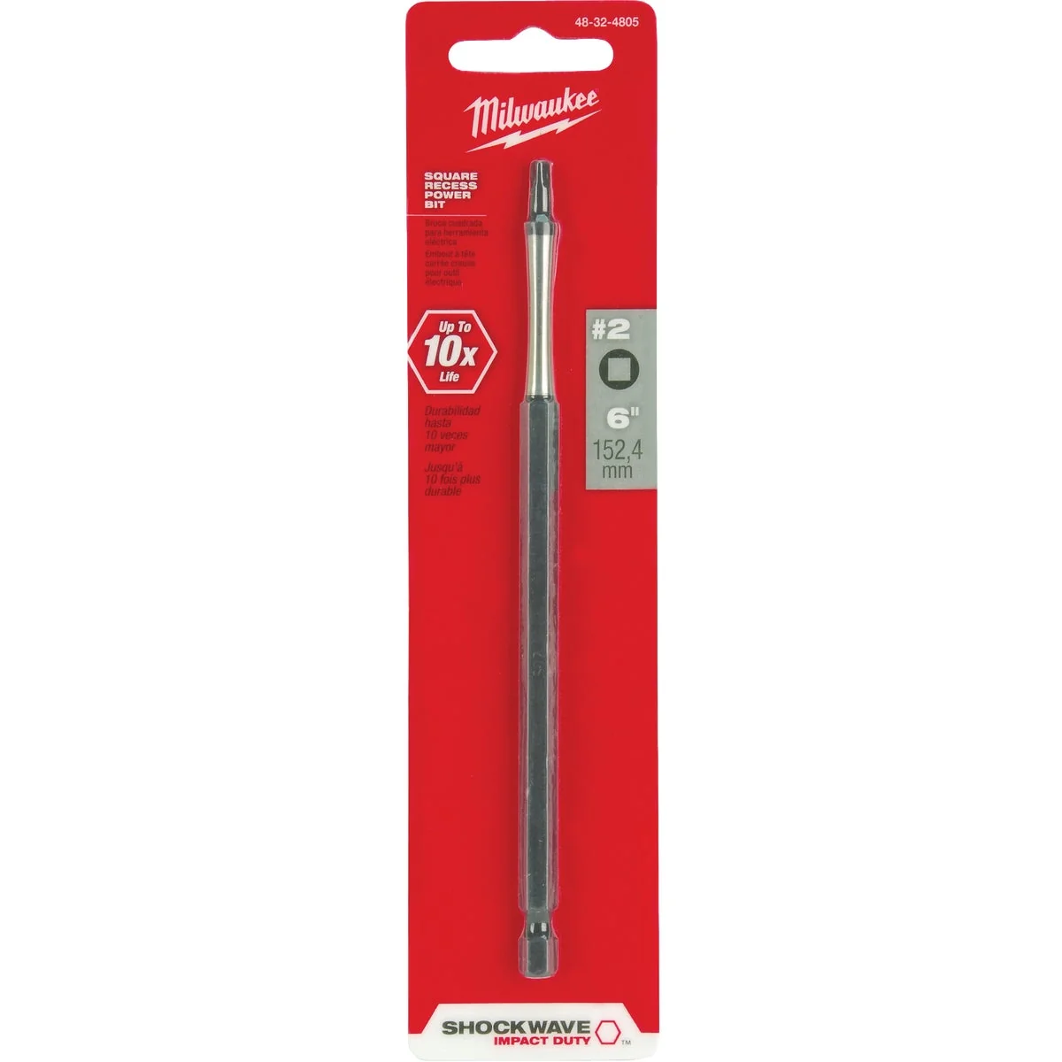User-Friendly Milwaukee Shockwave 2 Square Recess 6 In. Power Impact Screwdriver Bit Efficient