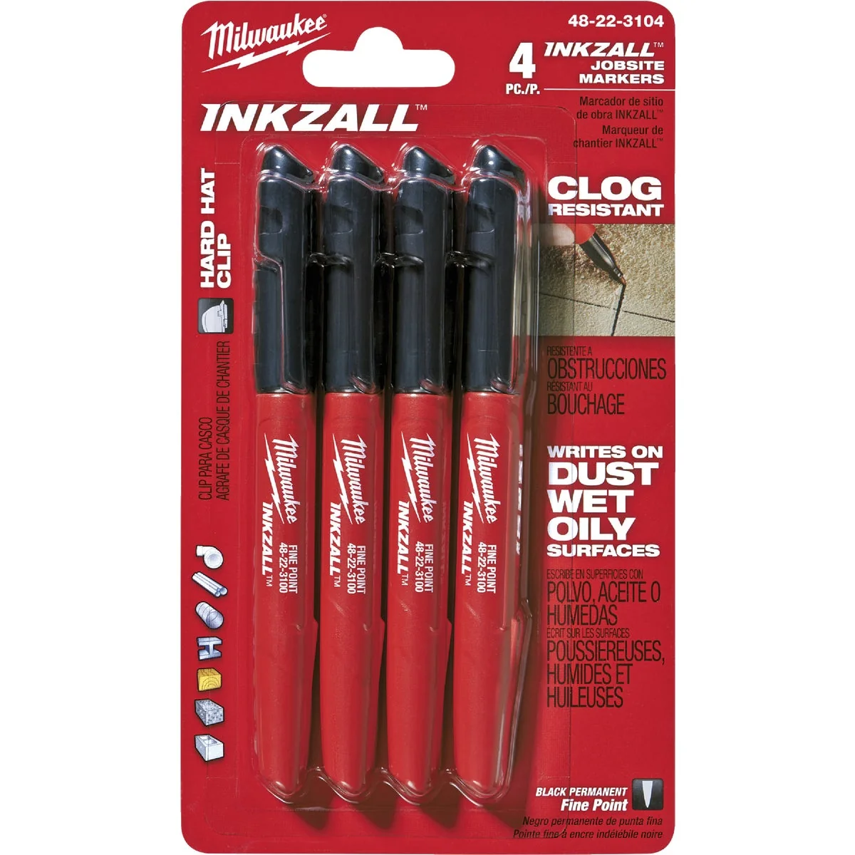 Trusted Milwaukee INKZALL Fine Point Black Job Site Marker 4-Pack Prestigious