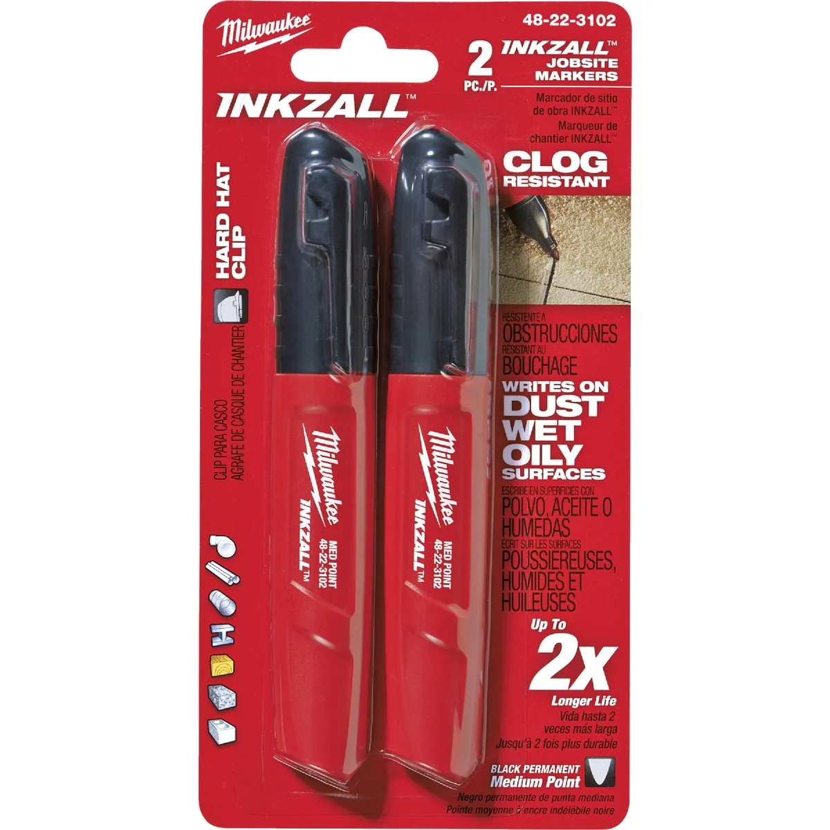 Authentic Milwaukee INKZALL Medium Point Black Job Site Marker 2-Pack User-Friendly