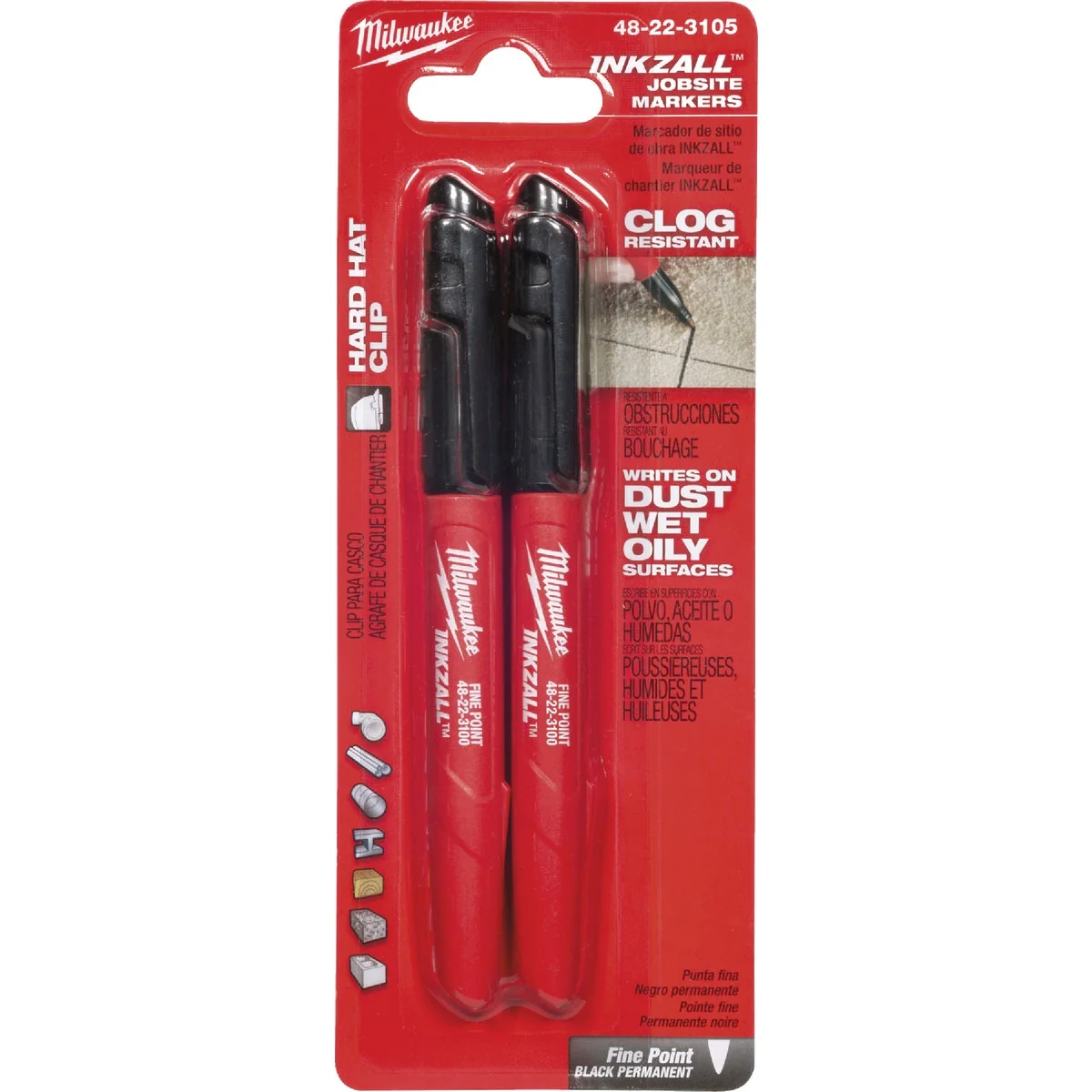 Environmentally Friendly Milwaukee INKZALL Fine Point Black Job Site Marker 2-Pack Crafted