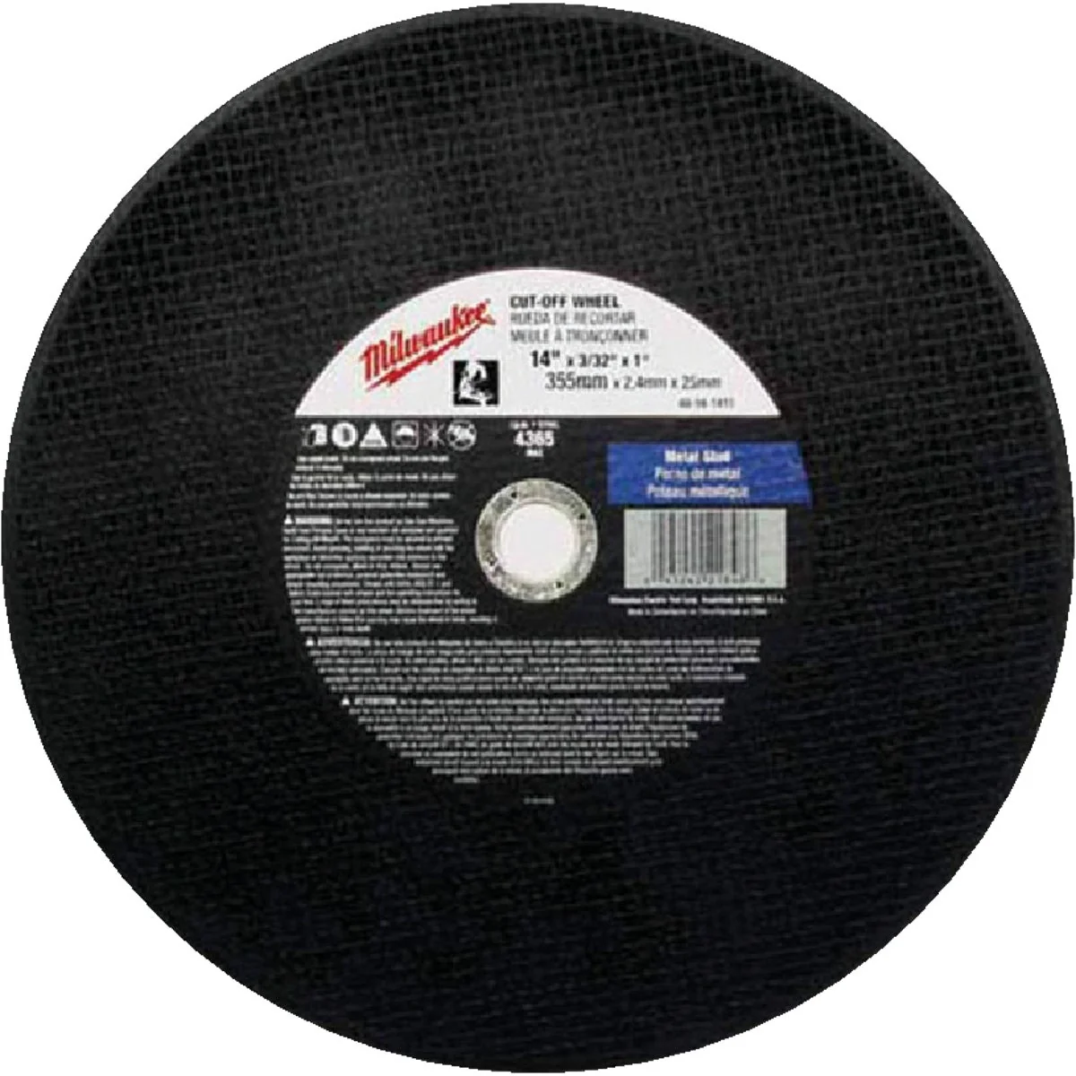 Professional Milwaukee Type 1 14 In. x 3 32 In. x 1 In. Metal Cut-Off Wheel Consistent