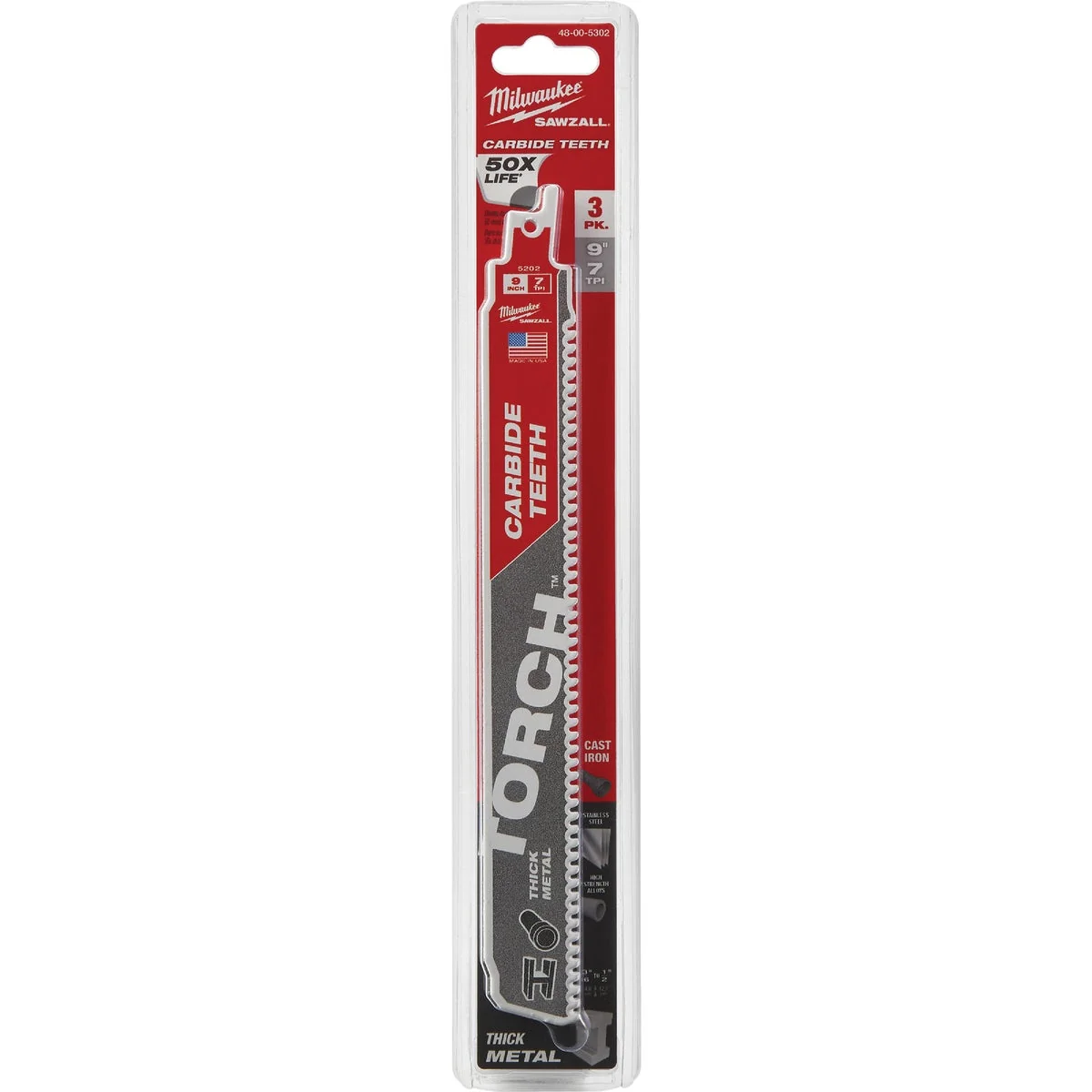 First-Class Milwaukee The Torch Sawzall 9 In. 7 TPI Metal Demolition Reciprocating Saw Blade with Carbide Teeth 3-Pack Advanced