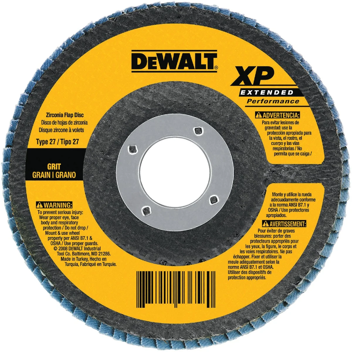 Sustainable DeWalt 4-1 2 In. 36-Grit Type 29 High Performance Zirconia Angle Grinder Flap Disc Durable
