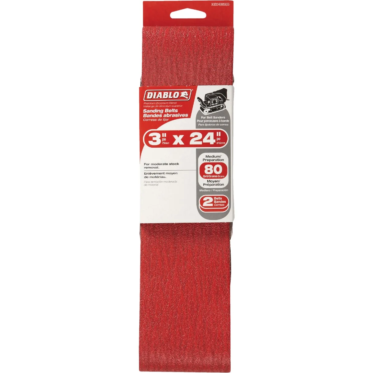Exceptional Diablo 3 In. x 24 In. 80 Grit General Purpose Sanding Belt 2-Pack Comfortable