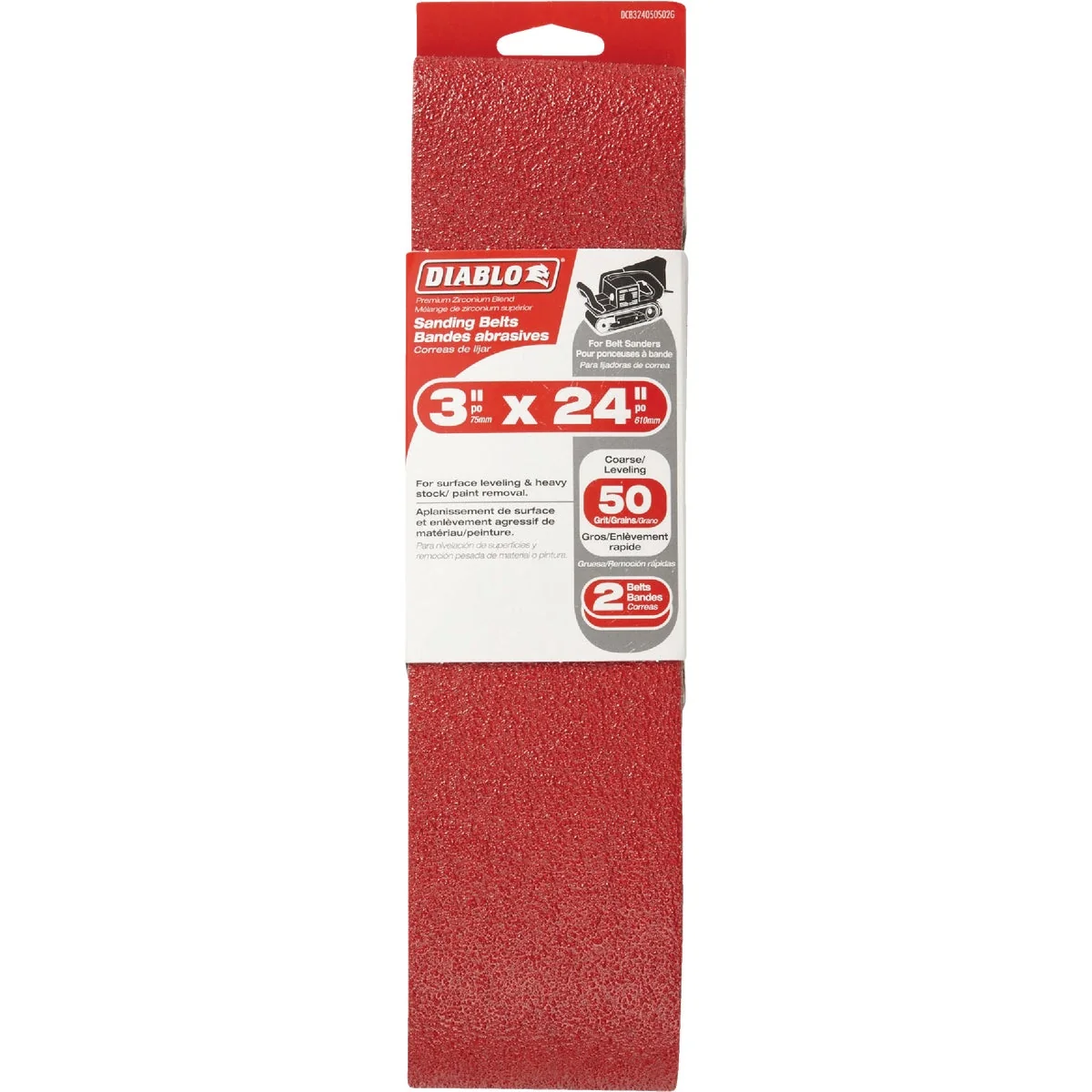 Comfortable Diablo 3 In. x 24 In. 50 Grit General Purpose Sanding Belt 2-Pack High-Grade