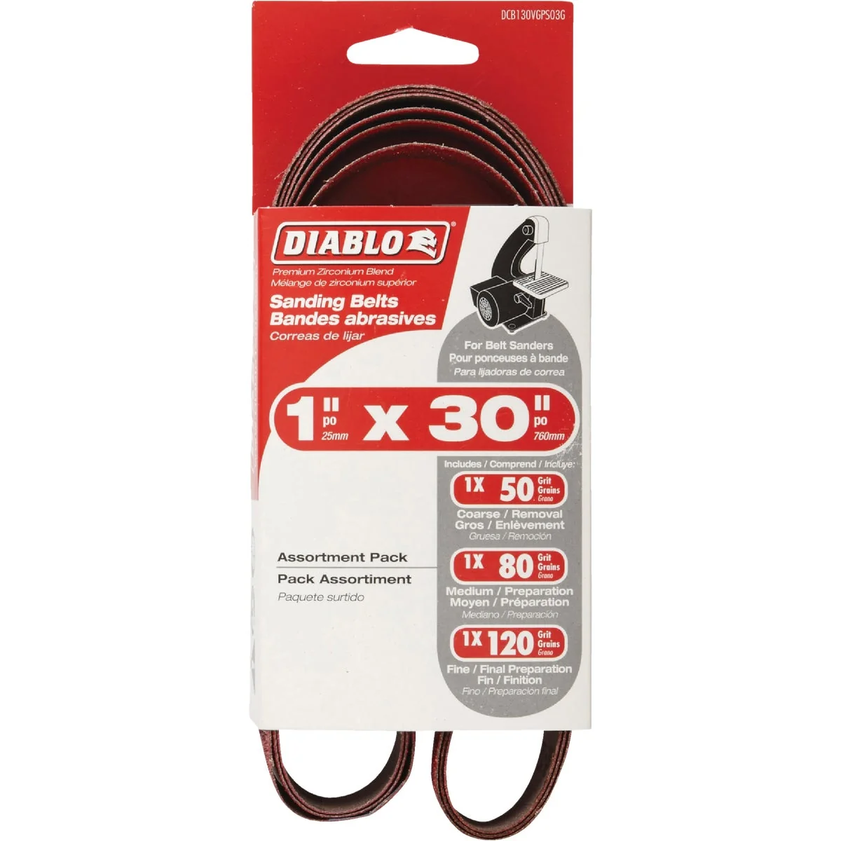Reliable Diablo 1 In. x 30 In. 50 80 120 Grit General Purpose Sanding Belt 3-Pack Elegant