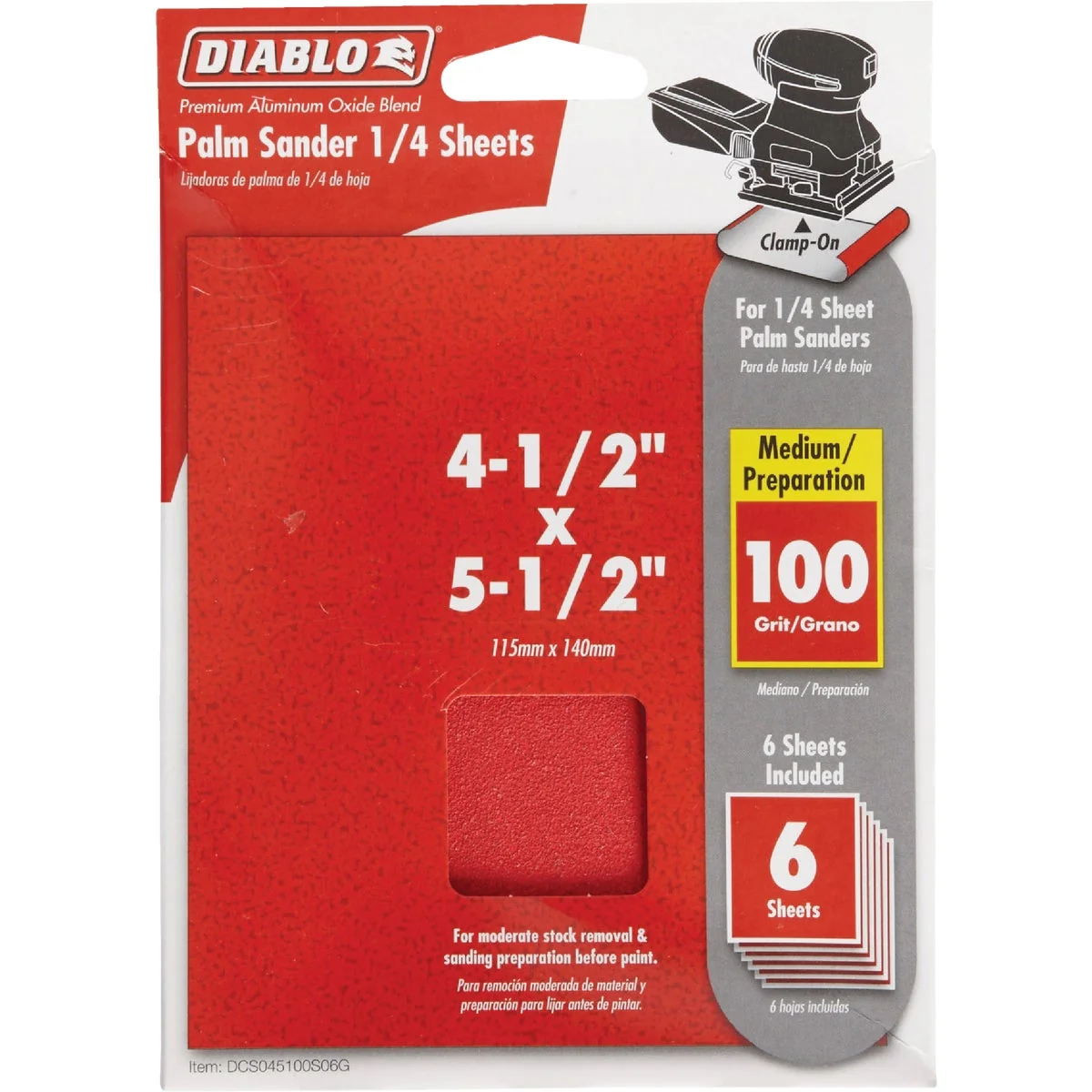 Trusted Diablo Clamp-On 100 Grit 4-1 2 In. x 5-1 2 In. 1 4 Sheet Sandpaper 6-Pack Stylish