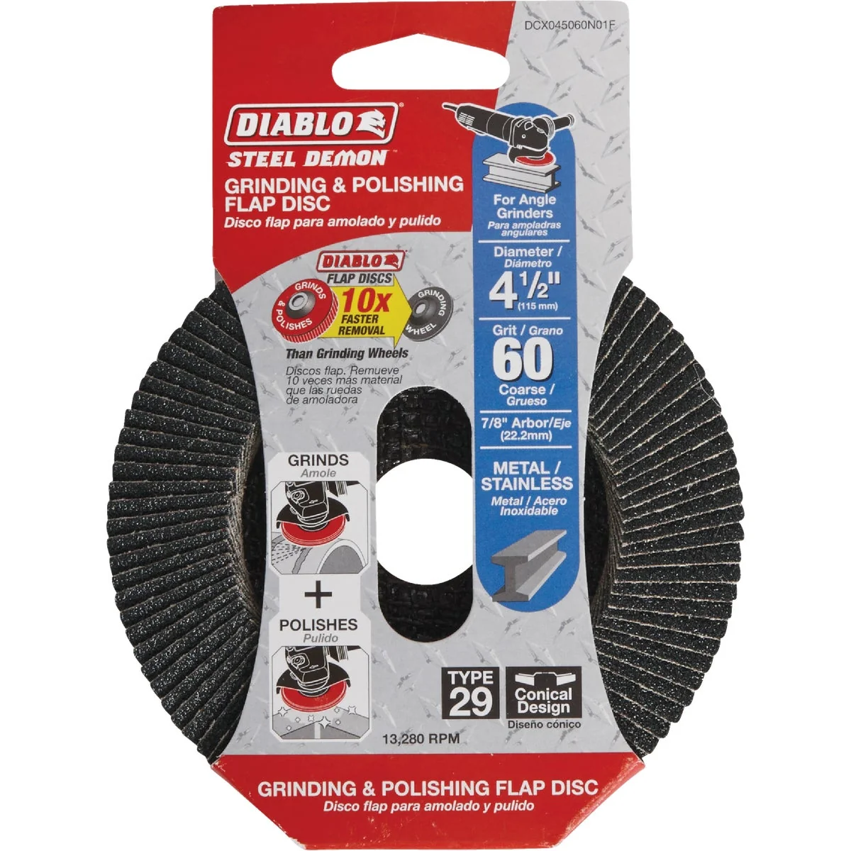 Certified Diablo Steel Demon 4-1 2 In. x 7 8 In. 60-Grit Type 29 Angle Grinder Flap Disc Safe