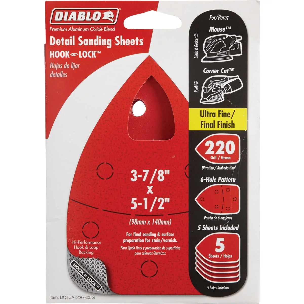 Detailed Diablo 220 Grit Mouse Sandpaper 5-Pack Unique