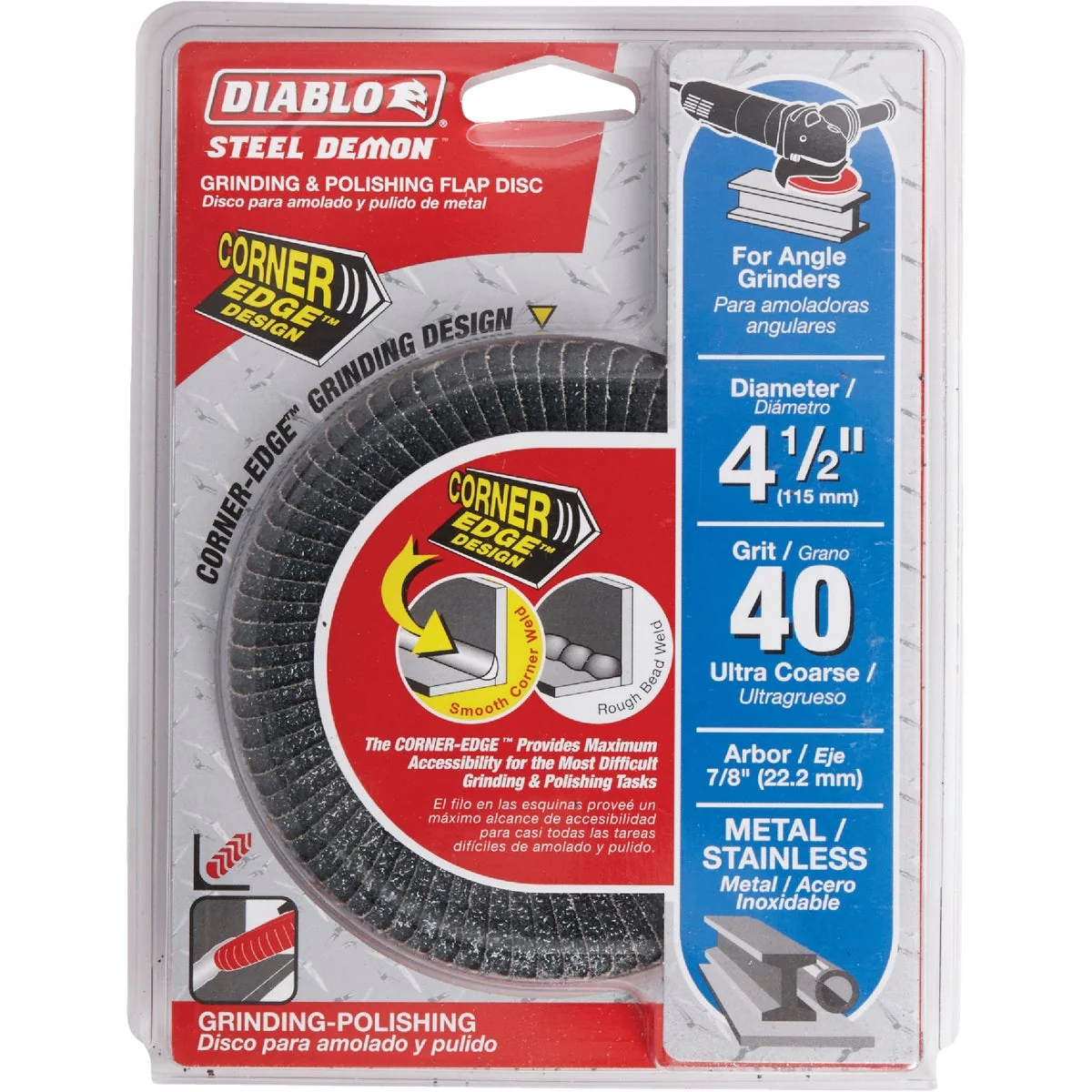 Organic Diablo Steel Demon 4-1 2 In. x 7 8 In. 40-Grit Type 29 Corner-Edge Angle Grinder Flap Disc Minimalist