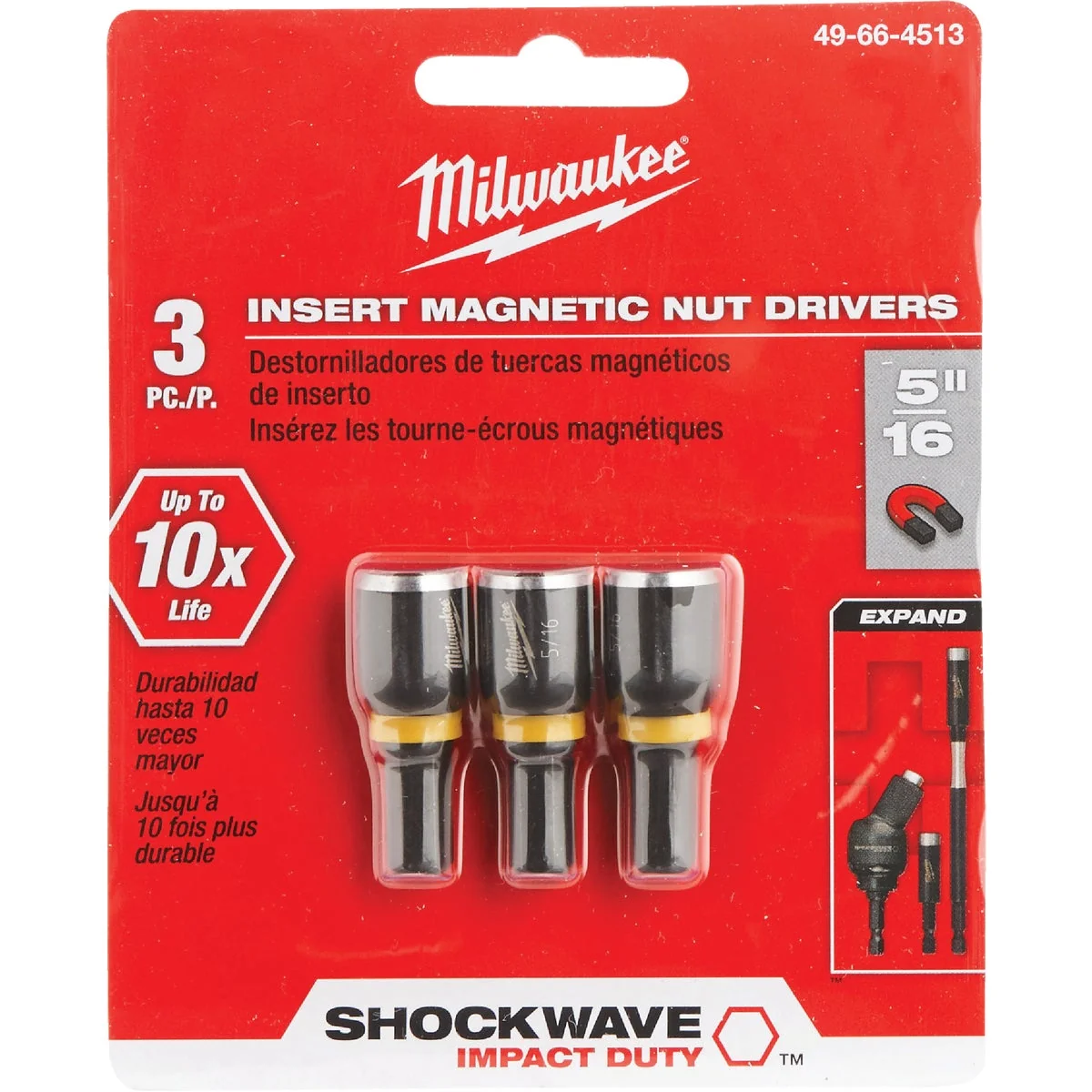 Natural Milwaukee 5 16 In. x 1-1 2 In. Insert Impact Nutdriver 3-Pack Environmentally Friendly
