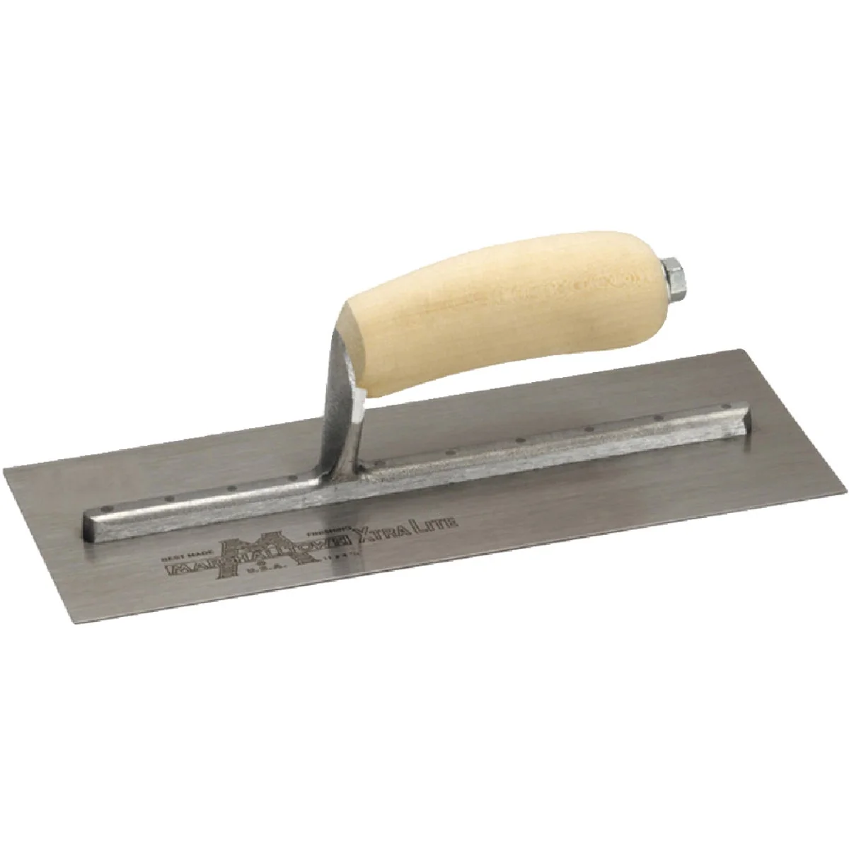 Smart Marshalltown 4-1 2 In. x 11-1 2 In. High Carbon Steel Finishing Trowel with Curved Wood Handle User-Friendly