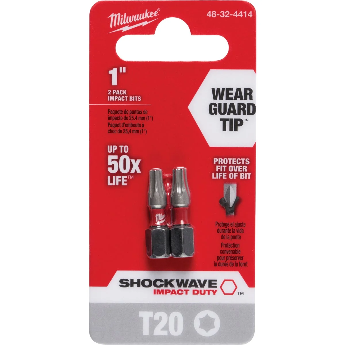Detailed Milwaukee Shockwave T20 TORX 1 In. Insert Impact Screwdriver Bit 2-Pack Smooth