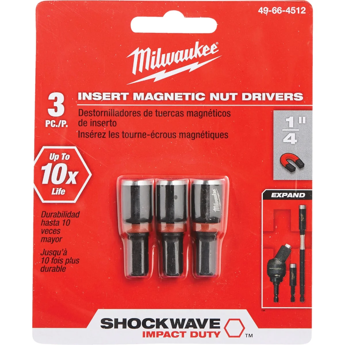 Flexible Milwaukee 1 4 In. x 1-1 2 In. Insert Impact Nutdriver 3-Pack Prestigious