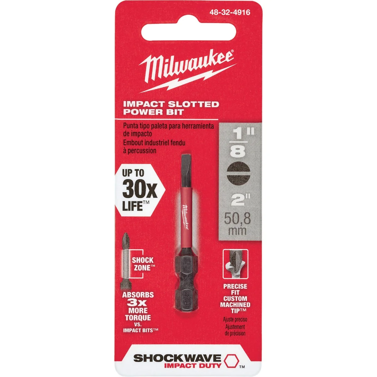 Practical Milwaukee Shockwave 1 8 In. Slotted 2 In. Power Impact Screwdriver Bit Fashionable