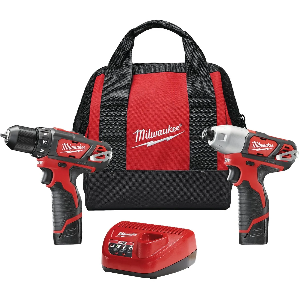 Healthy Milwaukee 2-Tool M12 12V Lithium-Ion Drill Driver Impact Driver Cordless Tool Combo Kit Lightweight