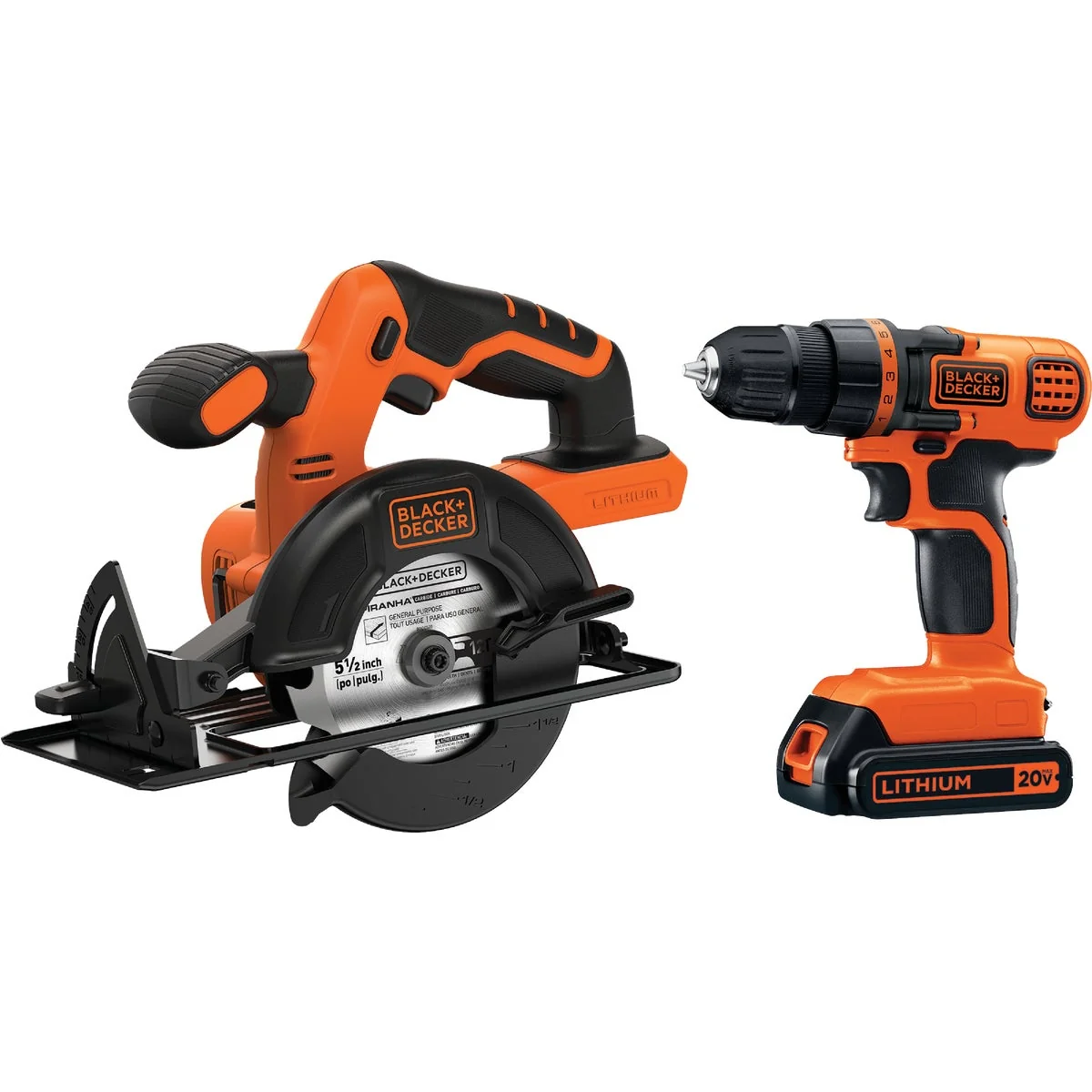 World-Class Black Decker 2-Tool 20V MAX Lithium-Ion Circular Saw Drill Driver Cordless Tool Combo Kit Prestigious