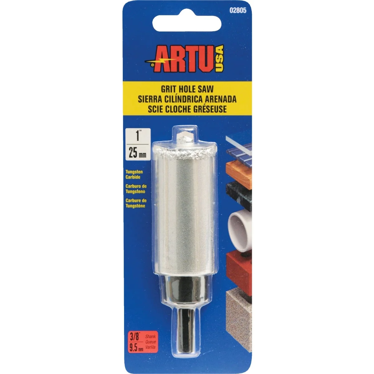 Authentic ARTU 1 In. Tungsten Carbide Grit Hole Saw with Arbor and Pilot Bit Elegant
