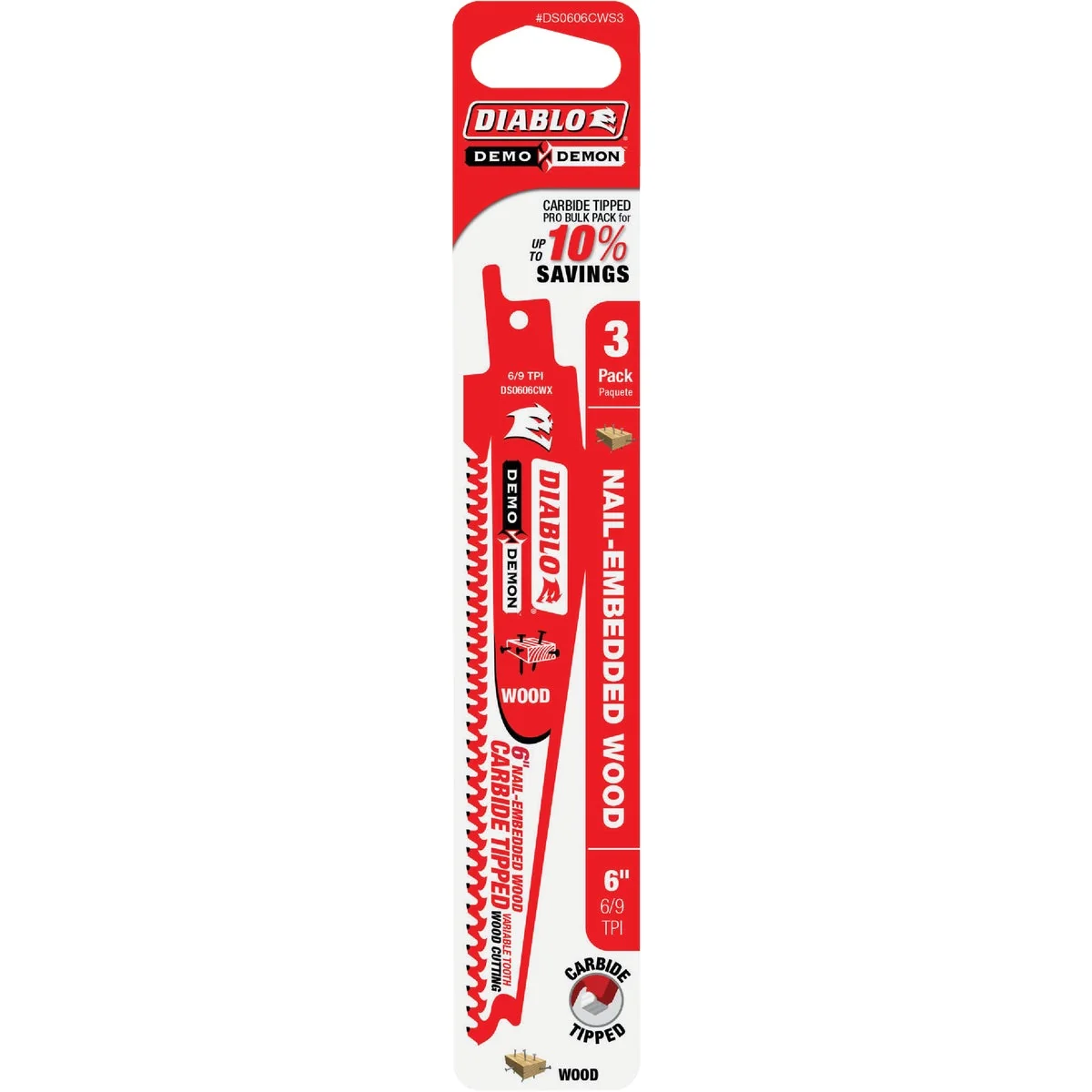 Effective Diablo Demo Demon 6 In. 6 TPI Carbide Wood w Nails Reciprocating Saw Blade 3-Pack Genuine
