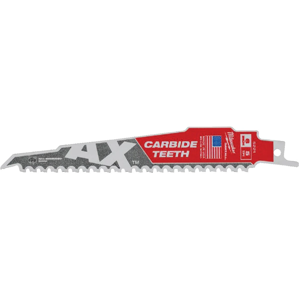 Excellent Milwaukee Sawzall THE AX 6 In. 5 TPI Wood w Nails Demolition Reciprocating Saw Blade with Carbide Teeth Dependable