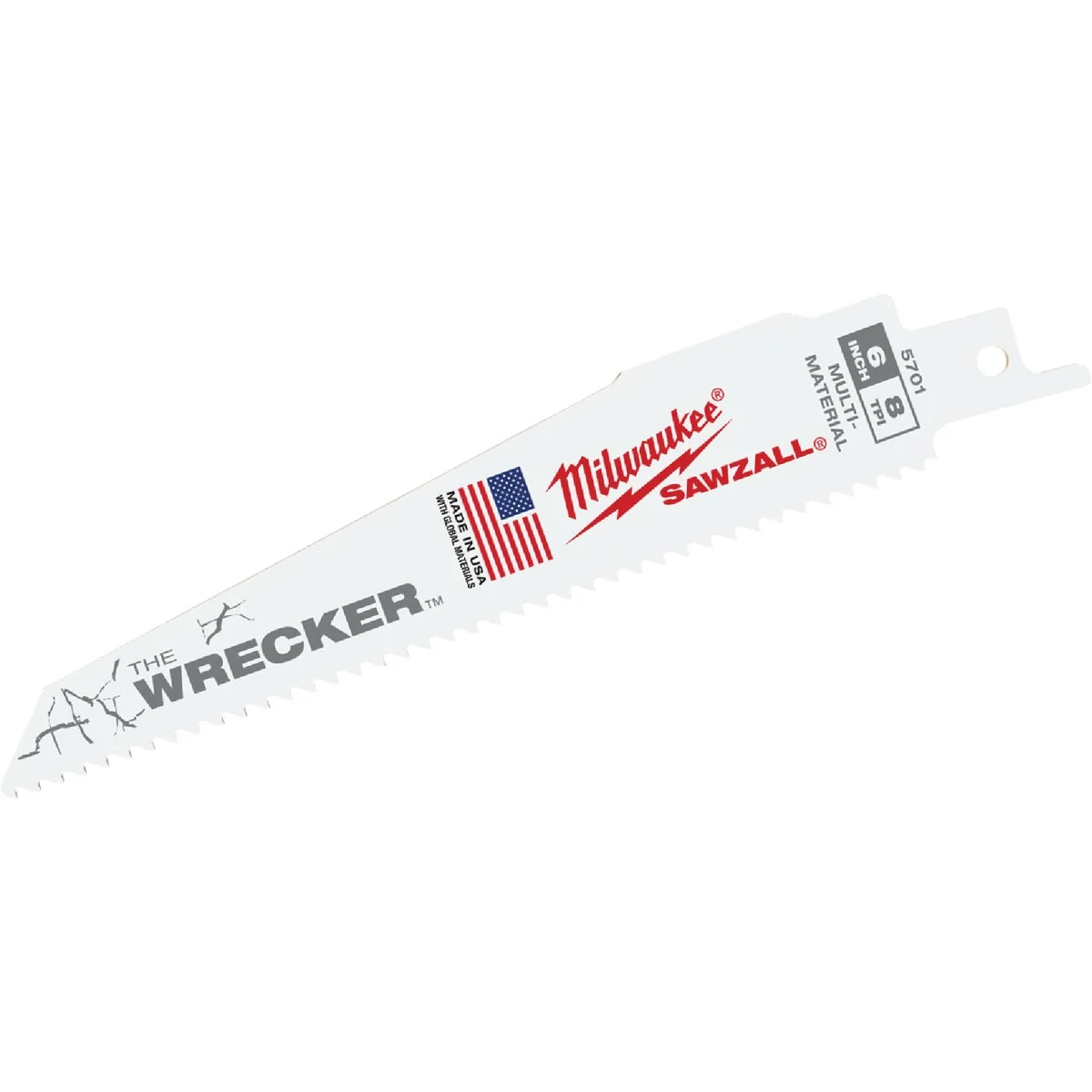 Natural Milwaukee Sawzall THE WRECKER 6 In. 7 11 TPI Multi-Material Demolition Reciprocating Saw Blade 25-Pack Classic