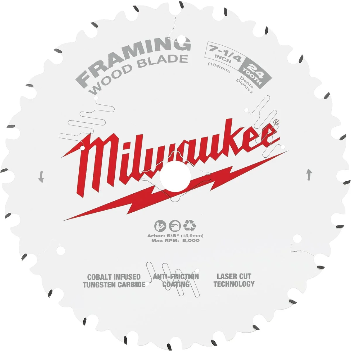 Green Milwaukee 7-1 4 In. 24-Tooth Framing Circular Saw Blade Traditional