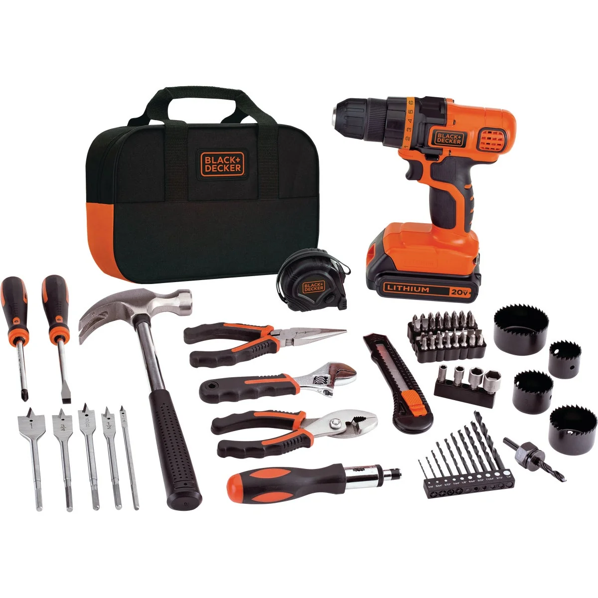 Environmentally Friendly Black Decker 20 Volt MAX Lithium-Ion 3 8 In. Cordless Drill Project Kit 68-Piece Eco-Friendly