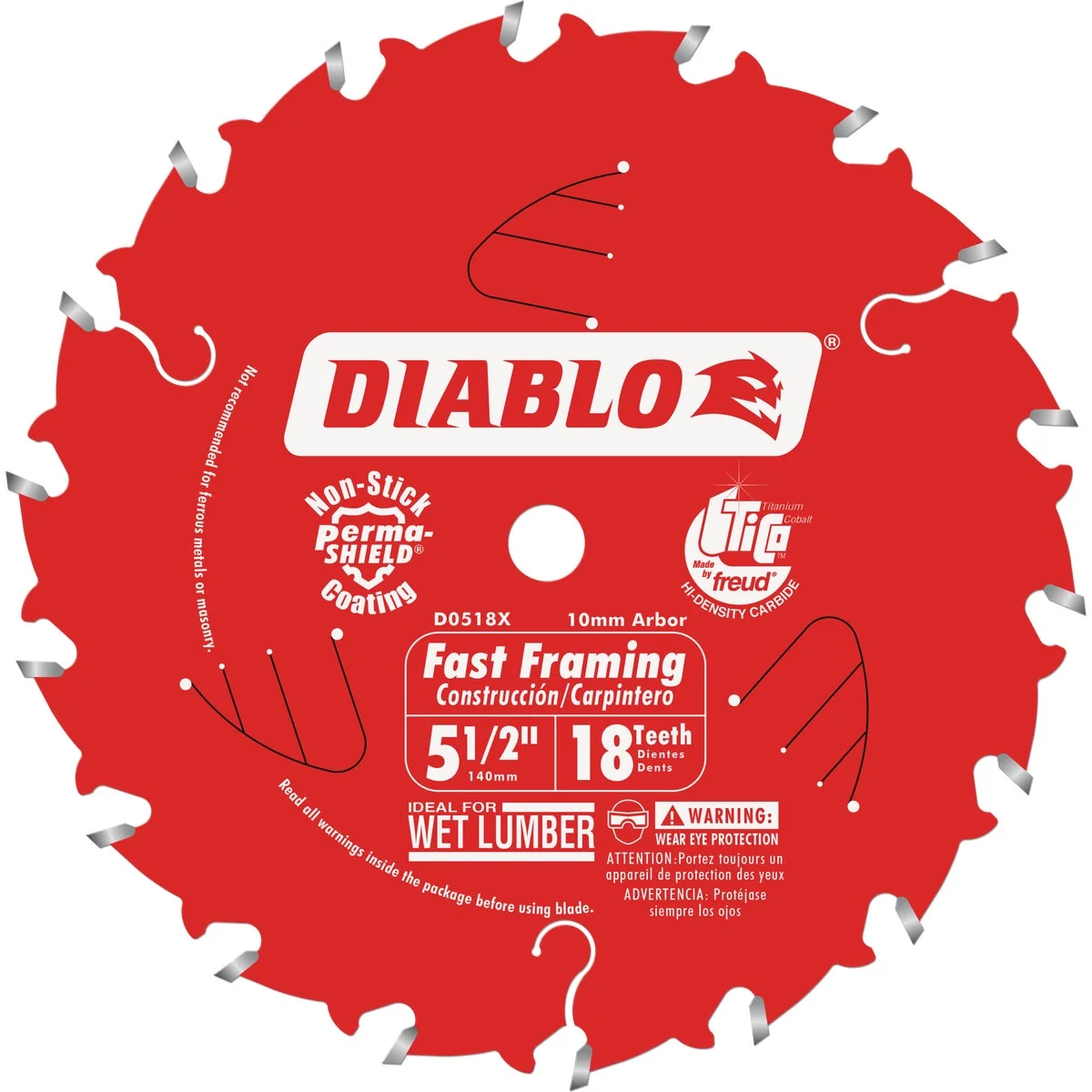 Professional Diablo 5-1 2 In. 18-Tooth Fast Framing Circular Saw Blade with Bushings Artisan