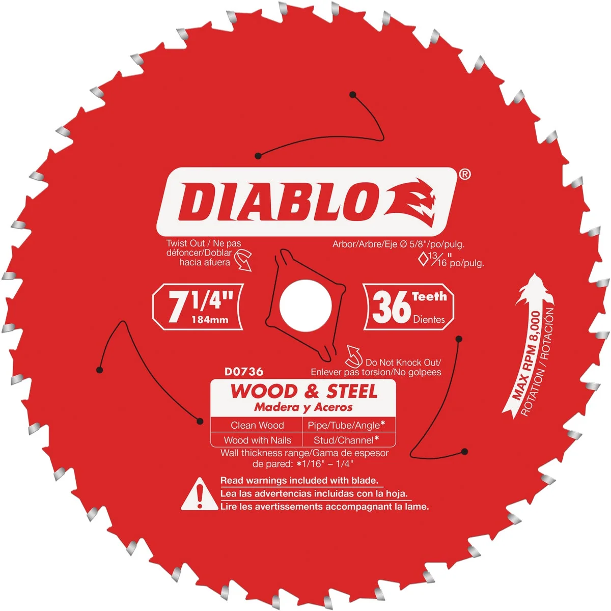 Selected Diablo 7-1 4 In. 36-Tooth Wood Metal Circular Saw Blade Recyclable