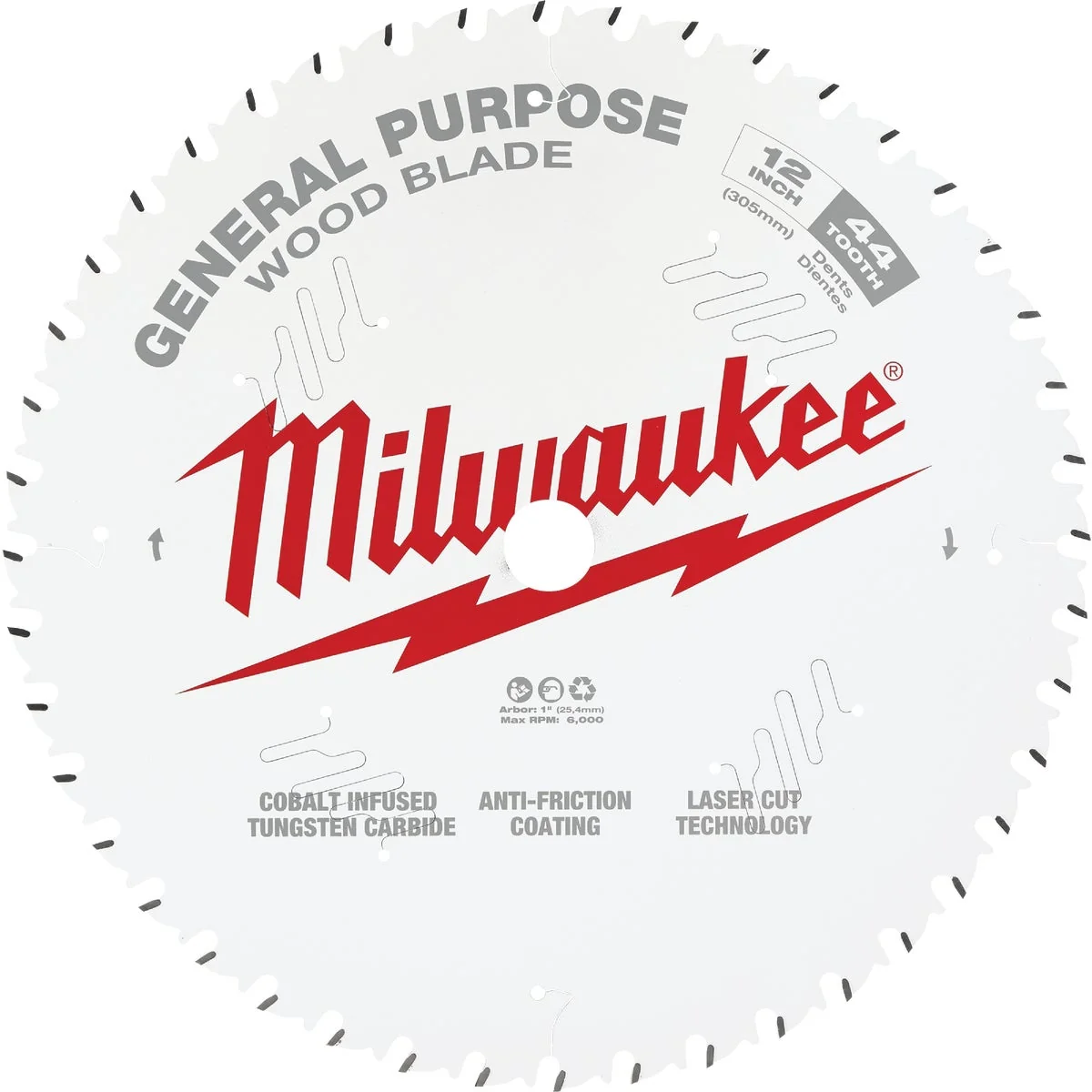 World-Class Milwaukee 12 In. 44-Tooth General Purpose Wood Circular Saw Blade Flexible