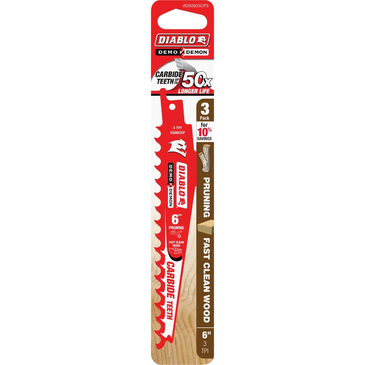Excellent Diablo Demo Demon 6 In. 3 TPI Carbide Pruning Reciprocating Saw Blade 3-Pack Advanced