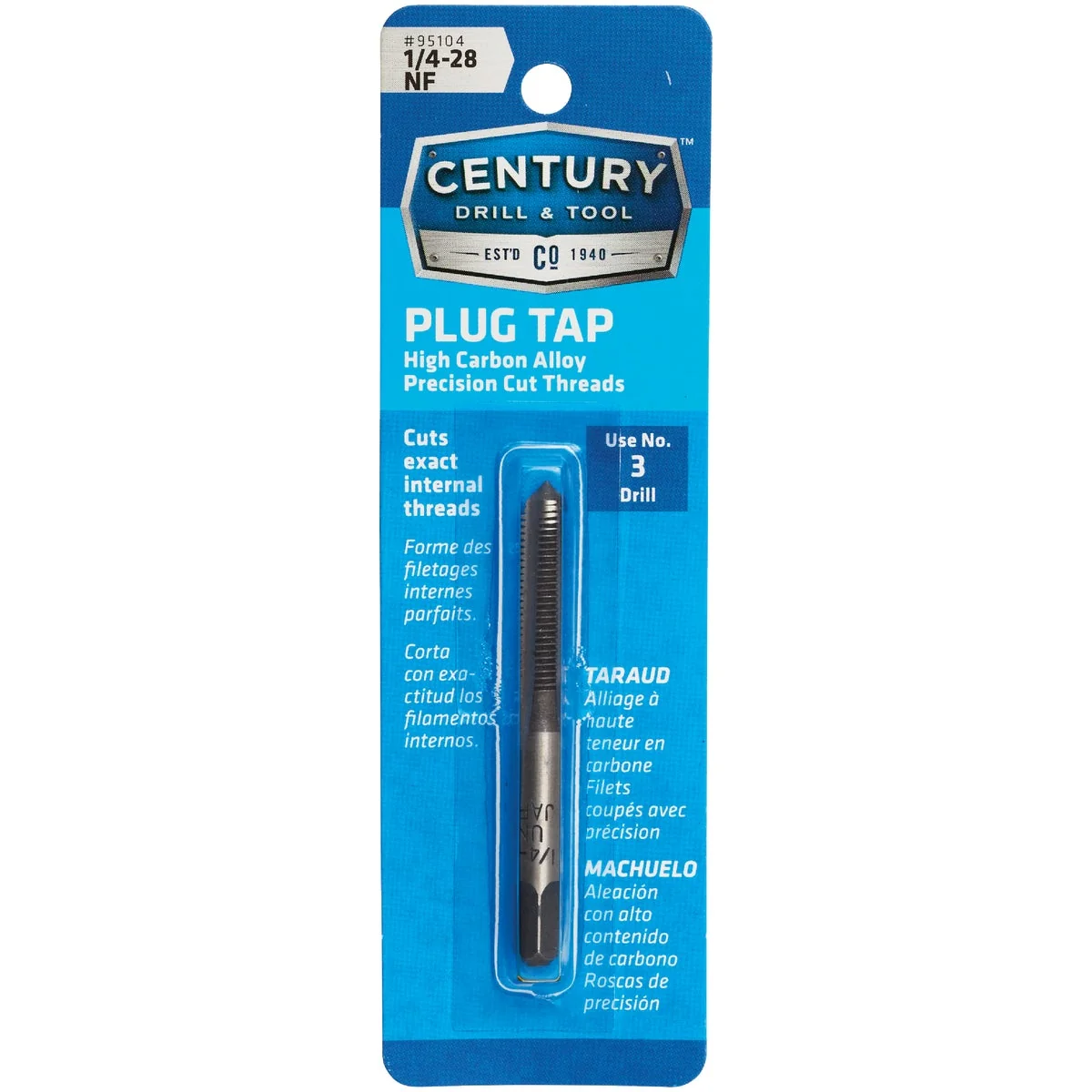 Prestigious Century Drill Tool 1 4-28 Carbon Steel National Fine Tap-Plug Lightweight