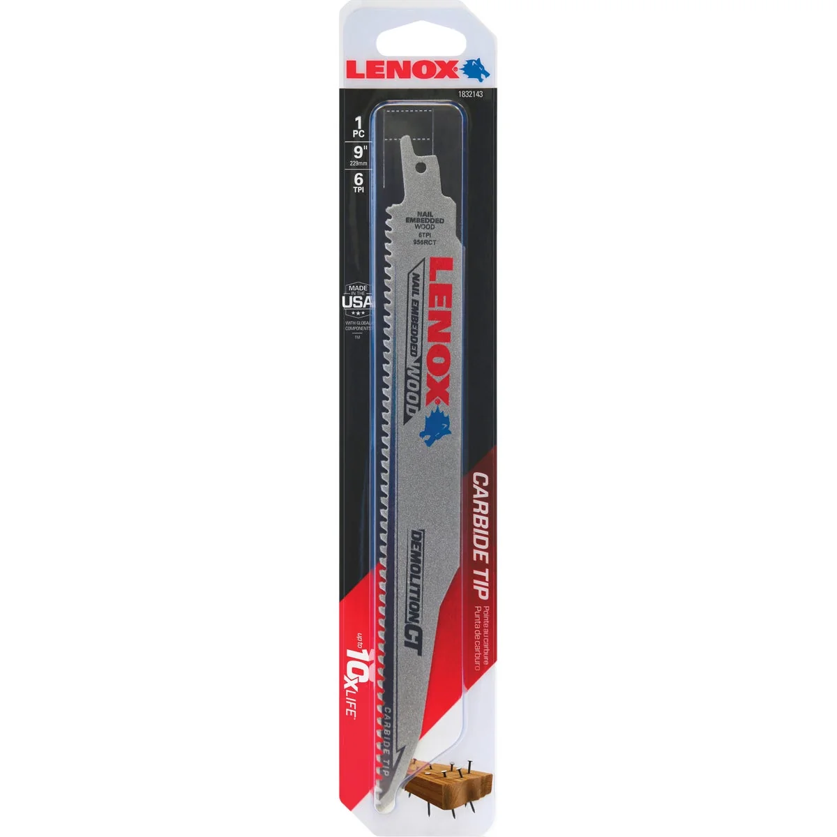 Comfortable Lenox Demolition CT 9 In. 6 TPI Wood w Nails Demolition Reciprocating Saw Blade Durable