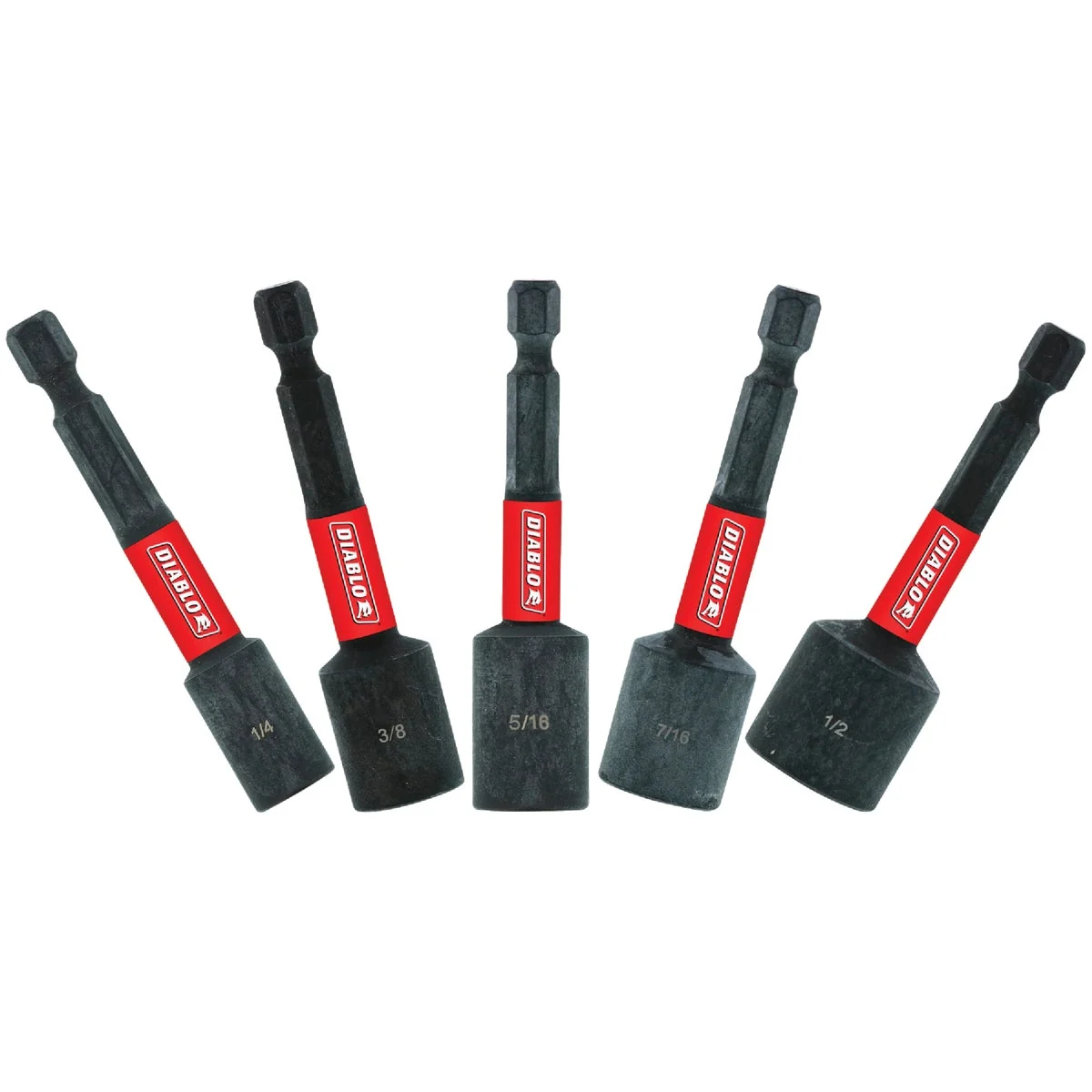 Clean Diablo 2-9 16 In. Magnetic Nutdriver Bit Set 5-Piece Green