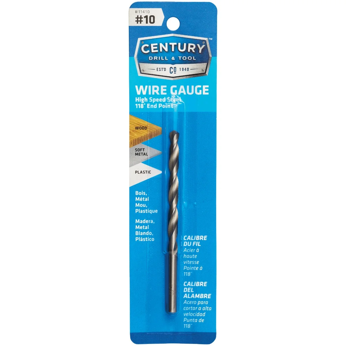 Proven Century Drill Tool Number 10 HSS Brite Drill Bit Fast