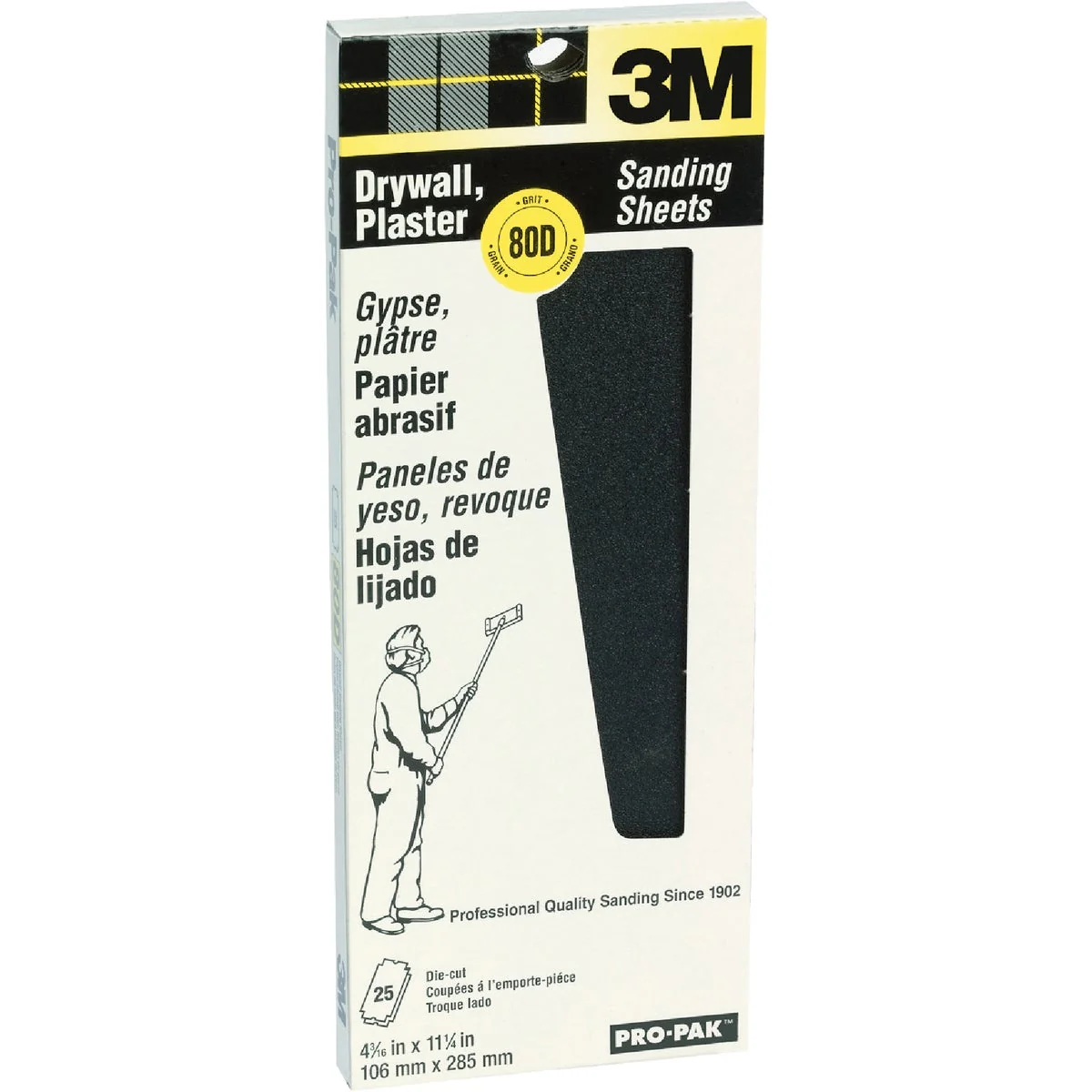 Trendy 3M Pro-Pak 80 Grit 4-3 16 In. x 11-1 4 In. Precut Drywall Sandpaper 25-Pack High-Performance