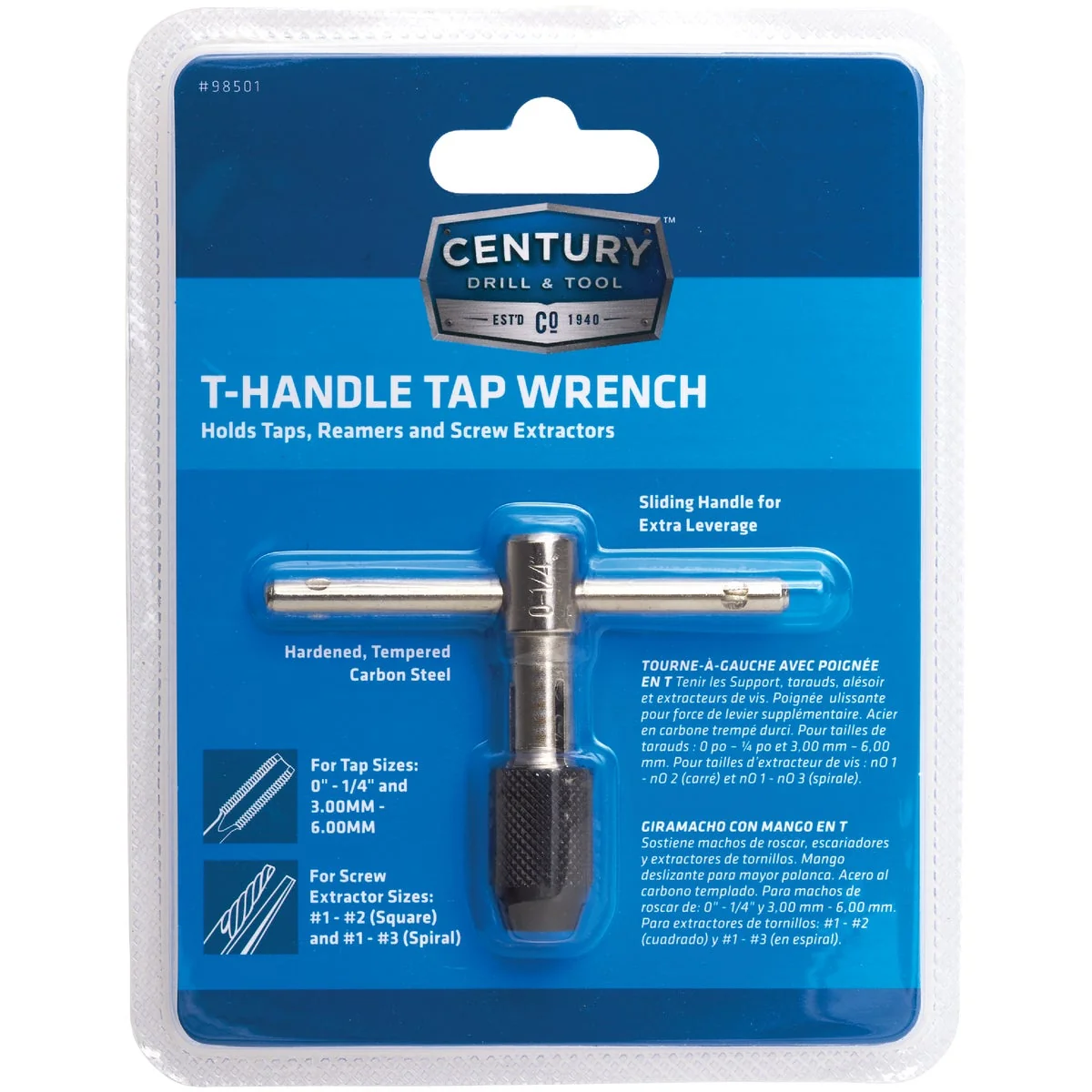 Proven Century Drill Tool 0 In. to 1 4 In. Tap Wrench T-Handle Solid