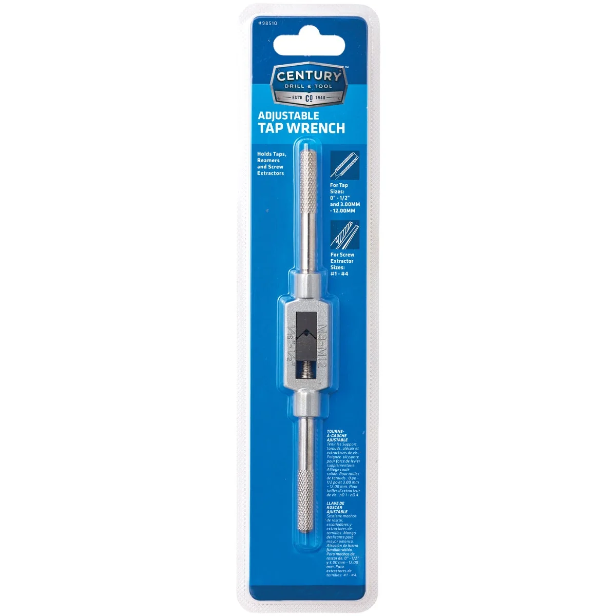 Recyclable Century Drill Tool Adjustable 1 16 In. to 1 2 In. Fractional 0.00 to 6.0 Metric Tap Wrench Dependable