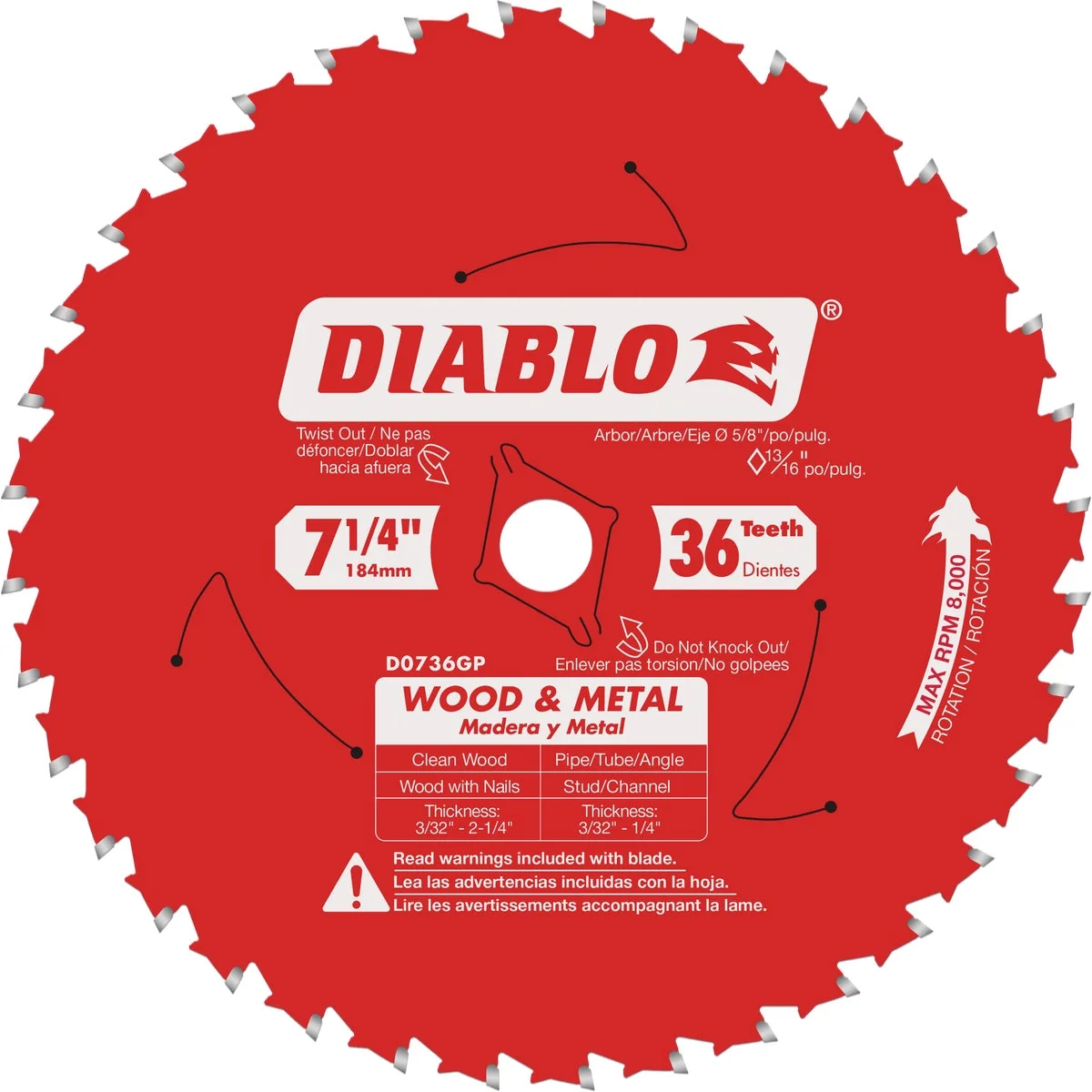 Fast Diablo 7-1 4 In. 36-Tooth Wood Metal Circular Saw Blade Flexible
