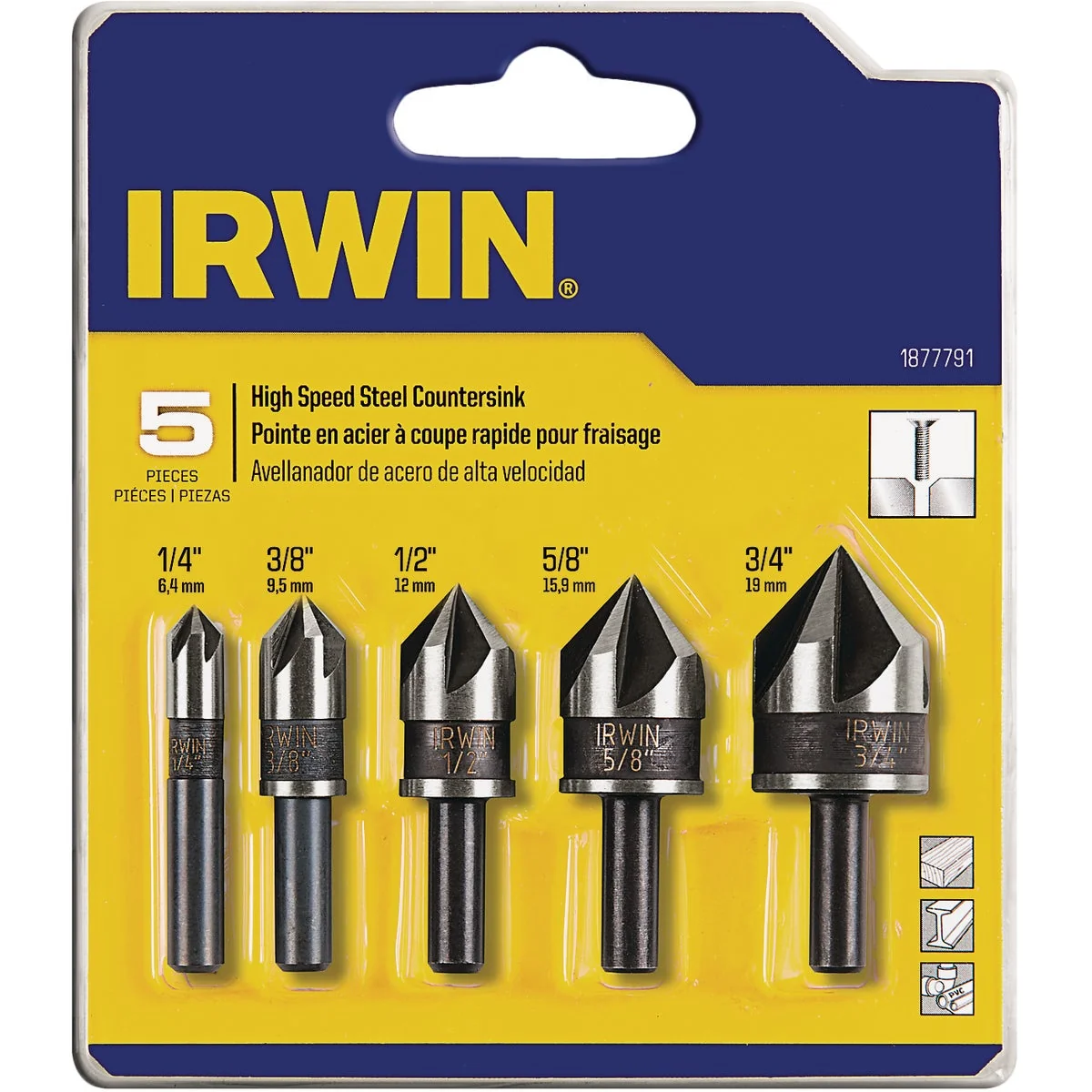 Easy-to-Use Irwin 5-Piece Black Oxide Metal Countersink Bit Set Casual