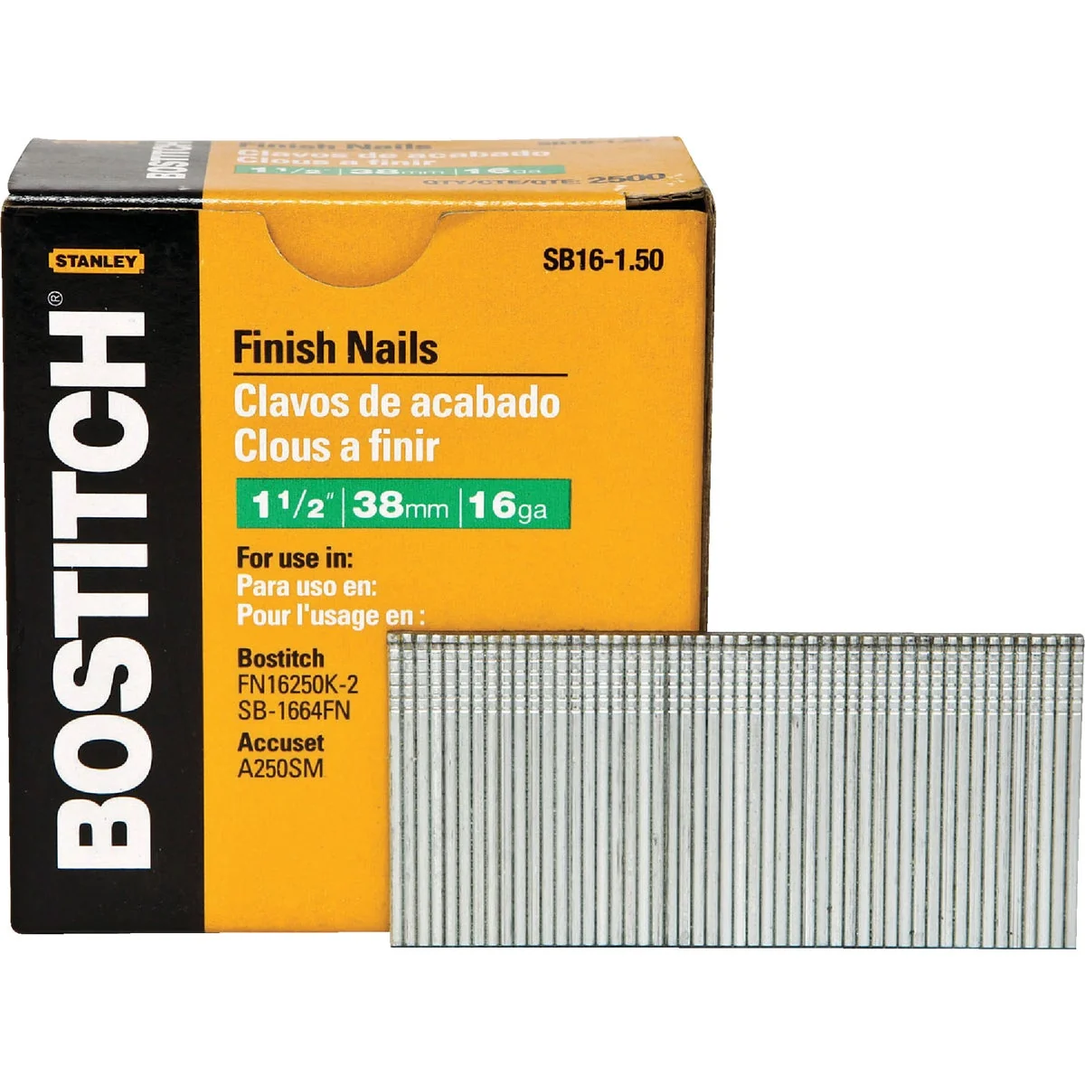 First-Class Bostitch 16-Gauge Coated Straight Finish Nail 1-1 2 In. 2500 Ct. High-Grade