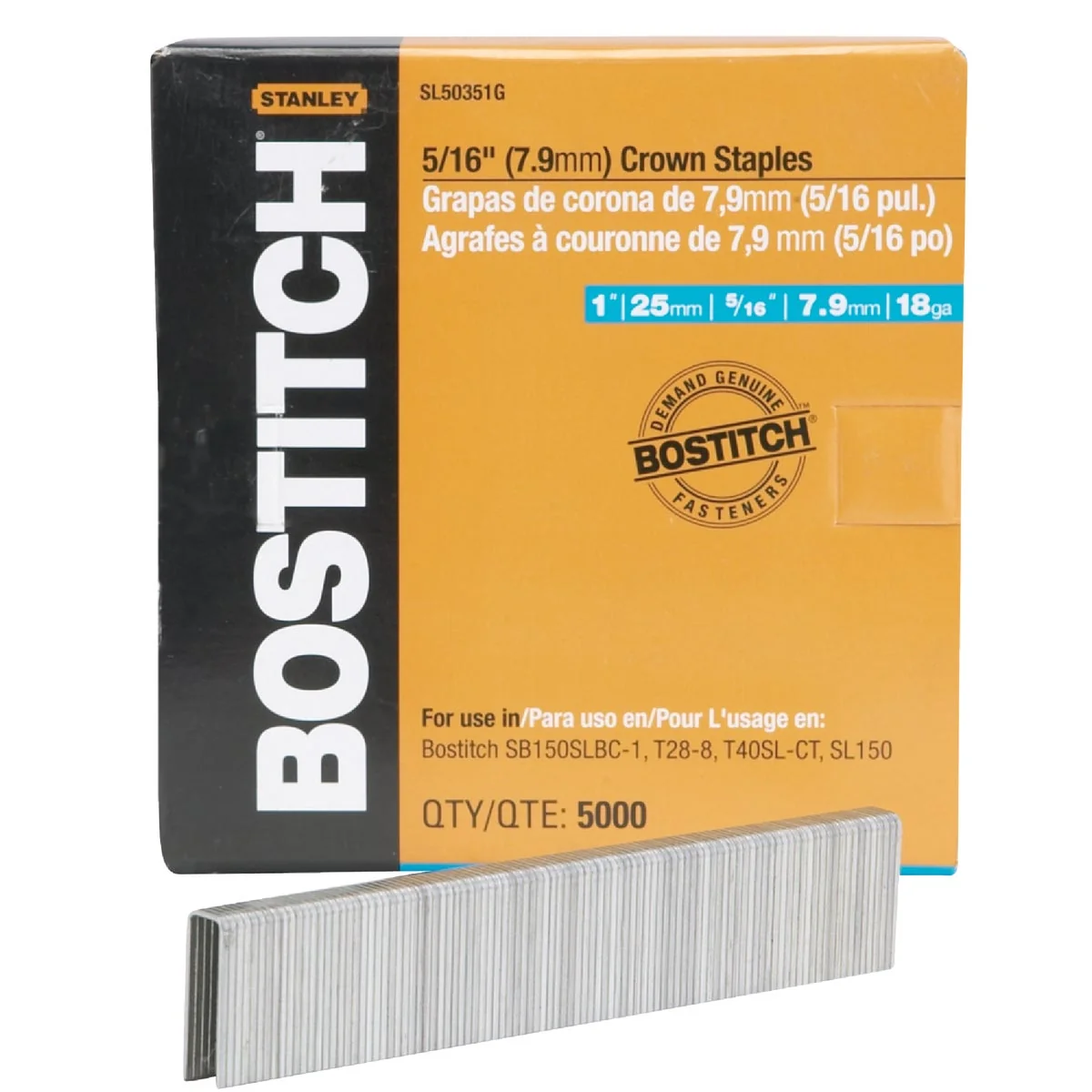 Advanced Bostitch 18-Gauge 5 16 In. x 1 In. Pneumatic Cap Staples 5000 Ct. Professional