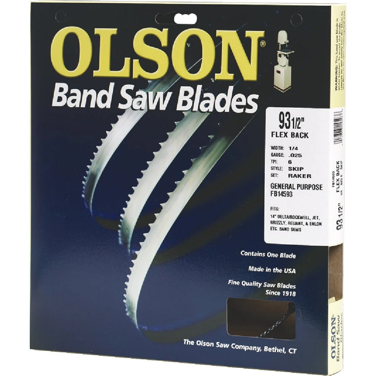 Recyclable Olson 93-1 2 In. x 1 8 In. 14 TPI Regular Flex Back Band Saw Blade Comfortable