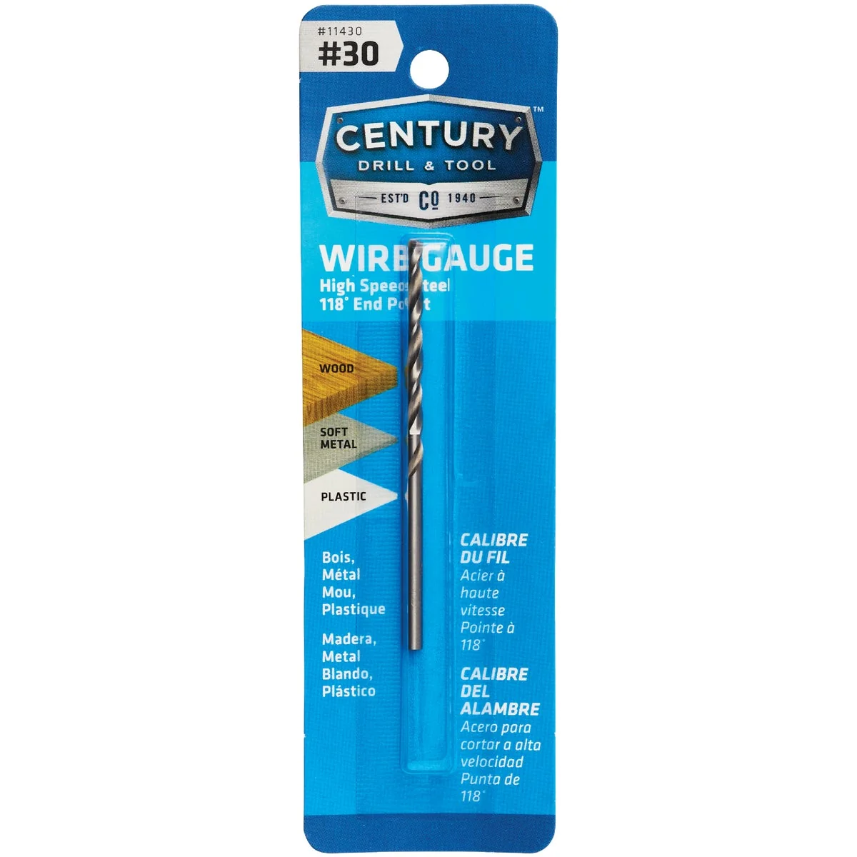 Official Century Drill Tool Number 30 HSS Brite Drill Bit Recyclable