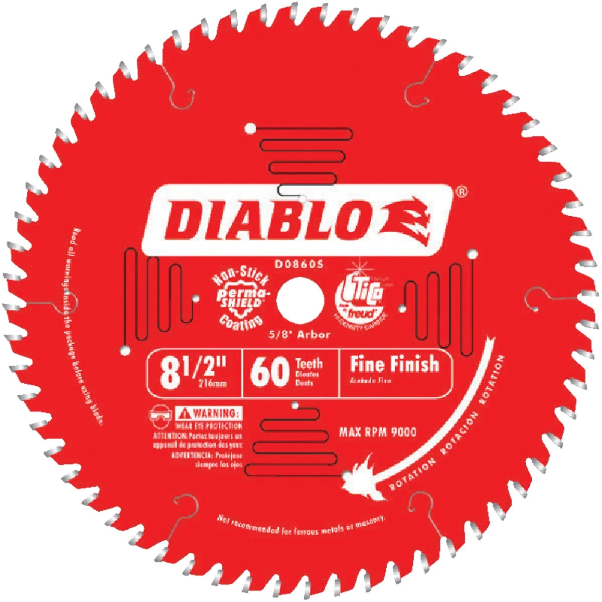 Authentic Diablo 8-1 2 In. 60-Tooth Fine Finish Circular Saw Blade Powerful
